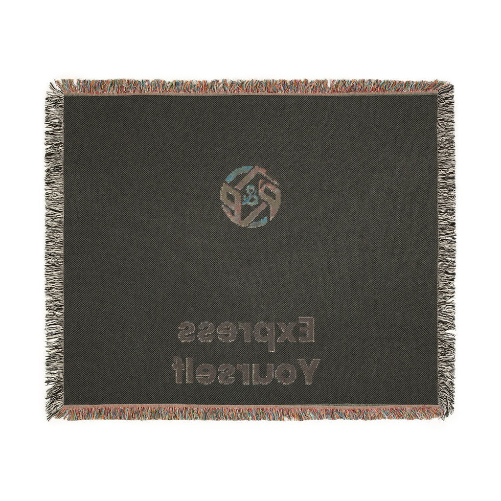 Woven Blanket - Minimal Logo Throw Blanket (Cozy Neutral & Charcoal)