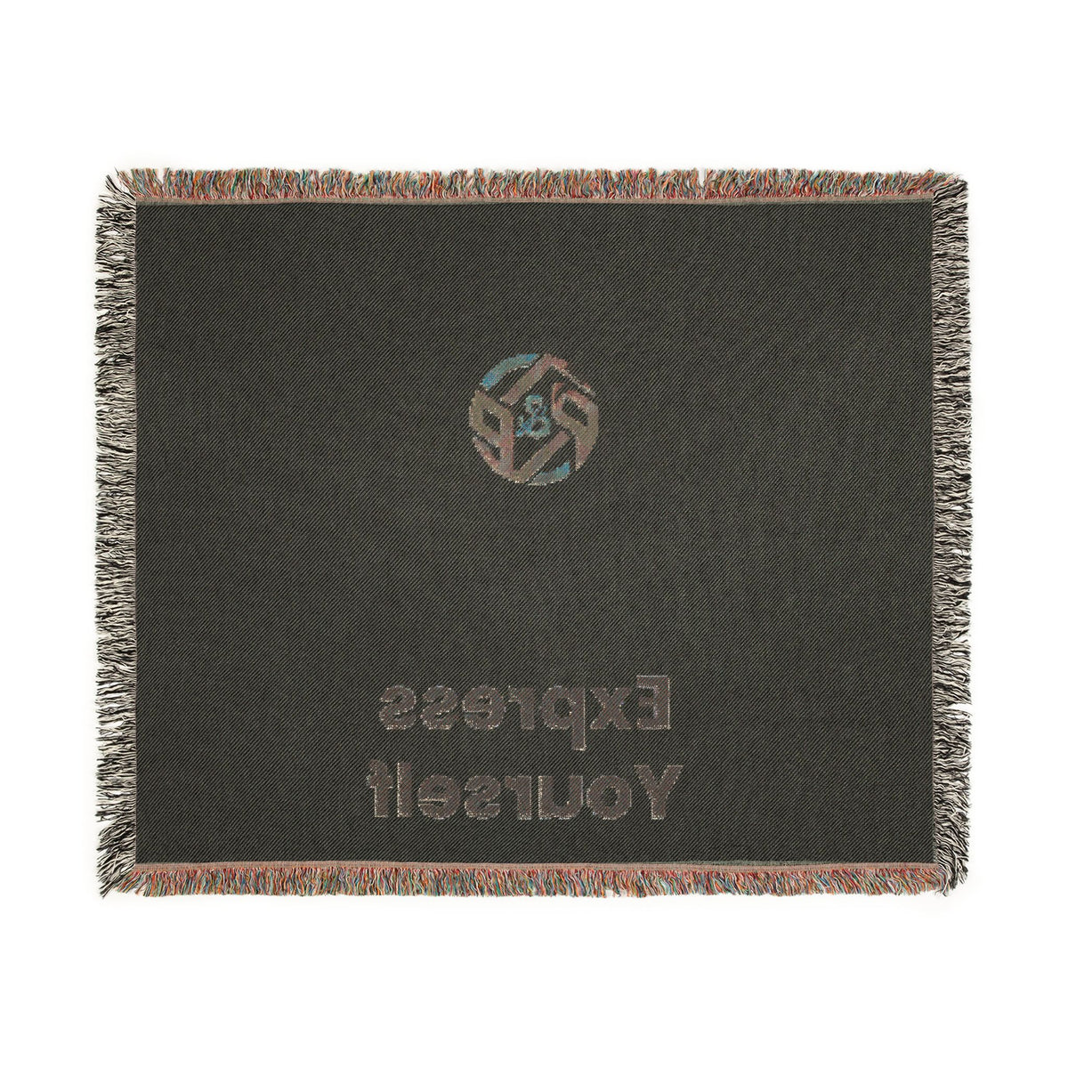 Woven Blanket - Minimal Logo Throw Blanket (Cozy Neutral & Charcoal)