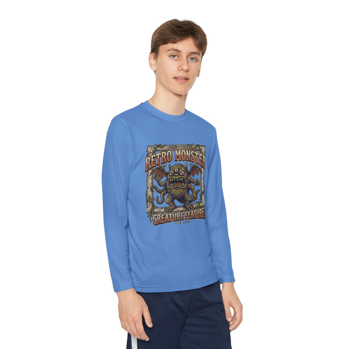 Youth Long Sleeve Tee — Retro Monster "Creature Feature" Graphic