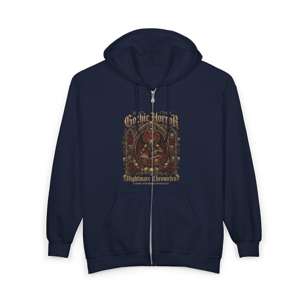 Zip Hoodie — Gothic 'God Be With You' Vintage Skull Design