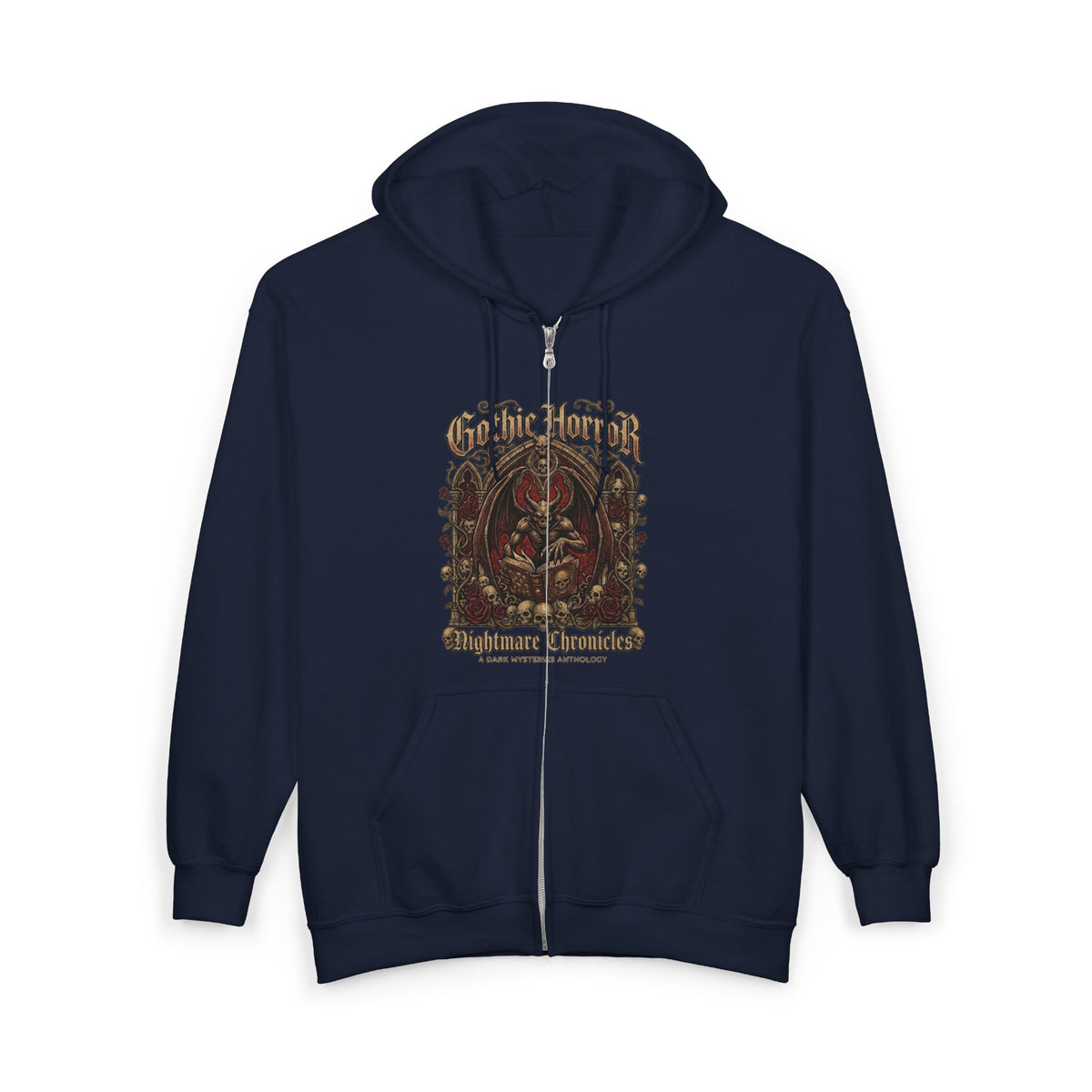 Zip Hoodie — Gothic 'God Be With You' Vintage Skull Design
