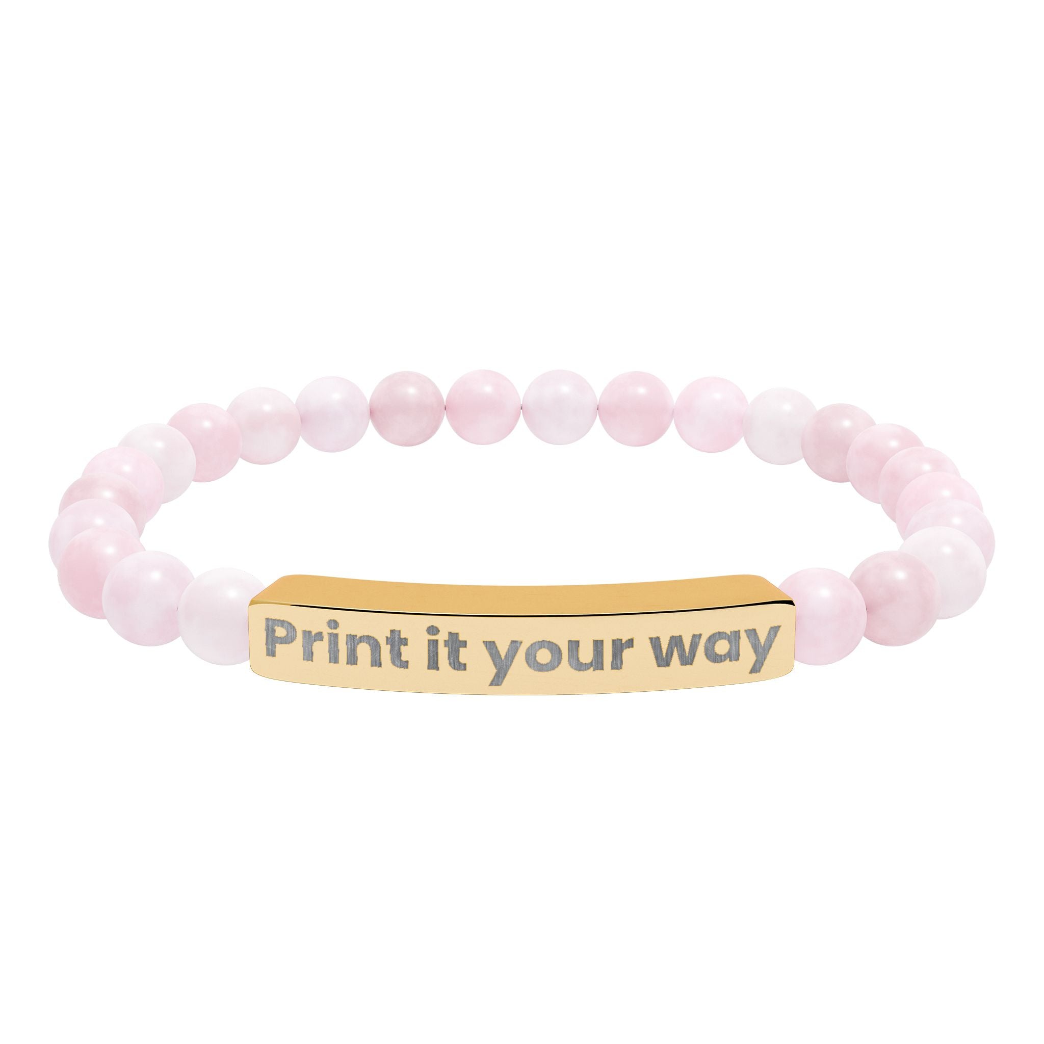 Engravable Natural Stone Stretch Bar Bracelet — Custom Message Beaded Bracelet