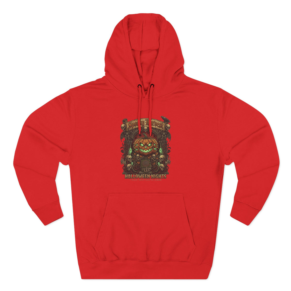 Halloween Pumpkin Demon Hoodie - Spooky Vintage Horror Graphic Fleece