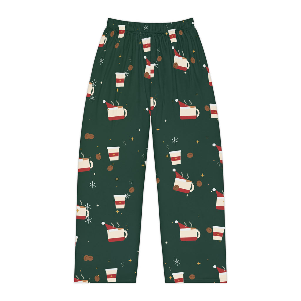 Santa Runs on Coffee Women's Christmas Pajama Pants — Funny Coffee Lover Lounge Pants, Holiday PJ Bottoms for Her