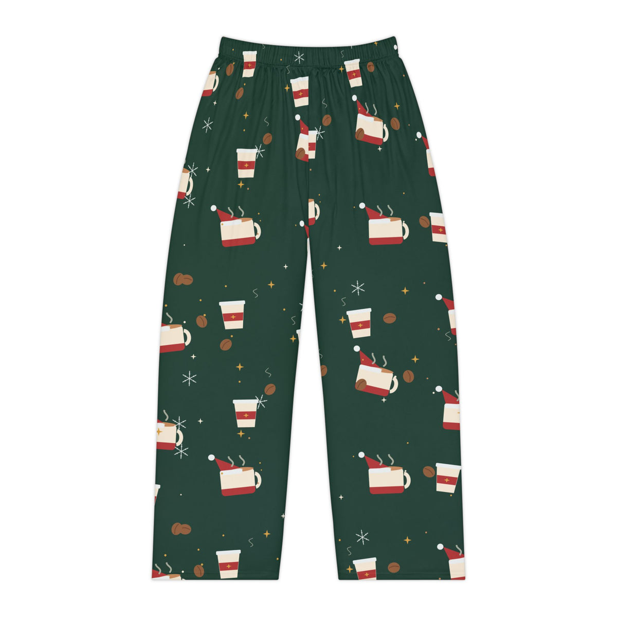 Santa Runs on Coffee Women's Christmas Pajama Pants — Funny Coffee Lover Lounge Pants, Holiday PJ Bottoms for Her