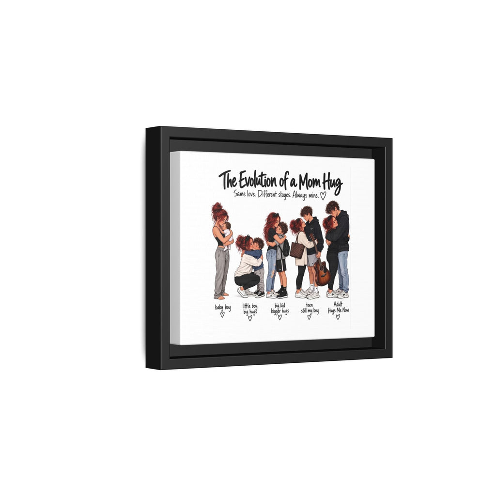 Framed Canvas Wall Art - "The Evolution of a Mom Hug Boy" Family Illustration