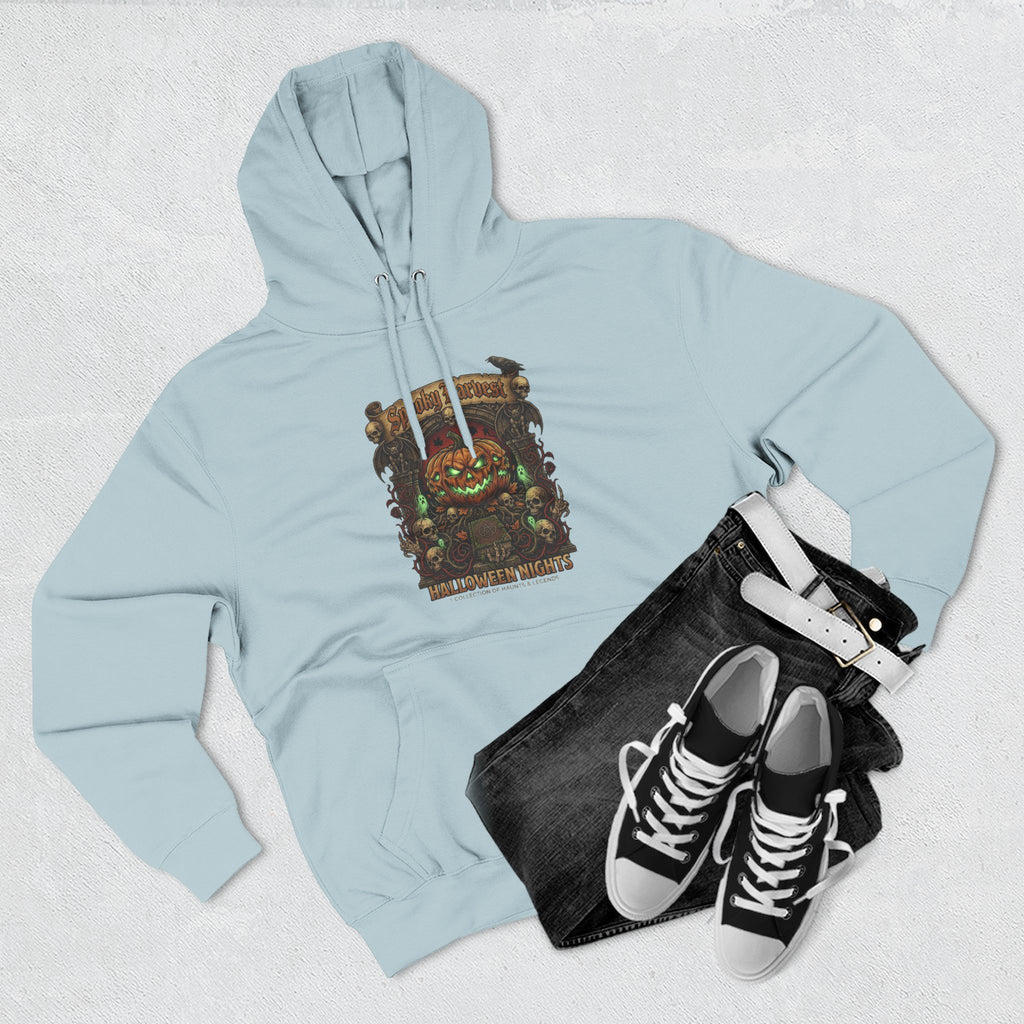 Halloween Pumpkin Demon Hoodie - Spooky Vintage Horror Graphic Fleece