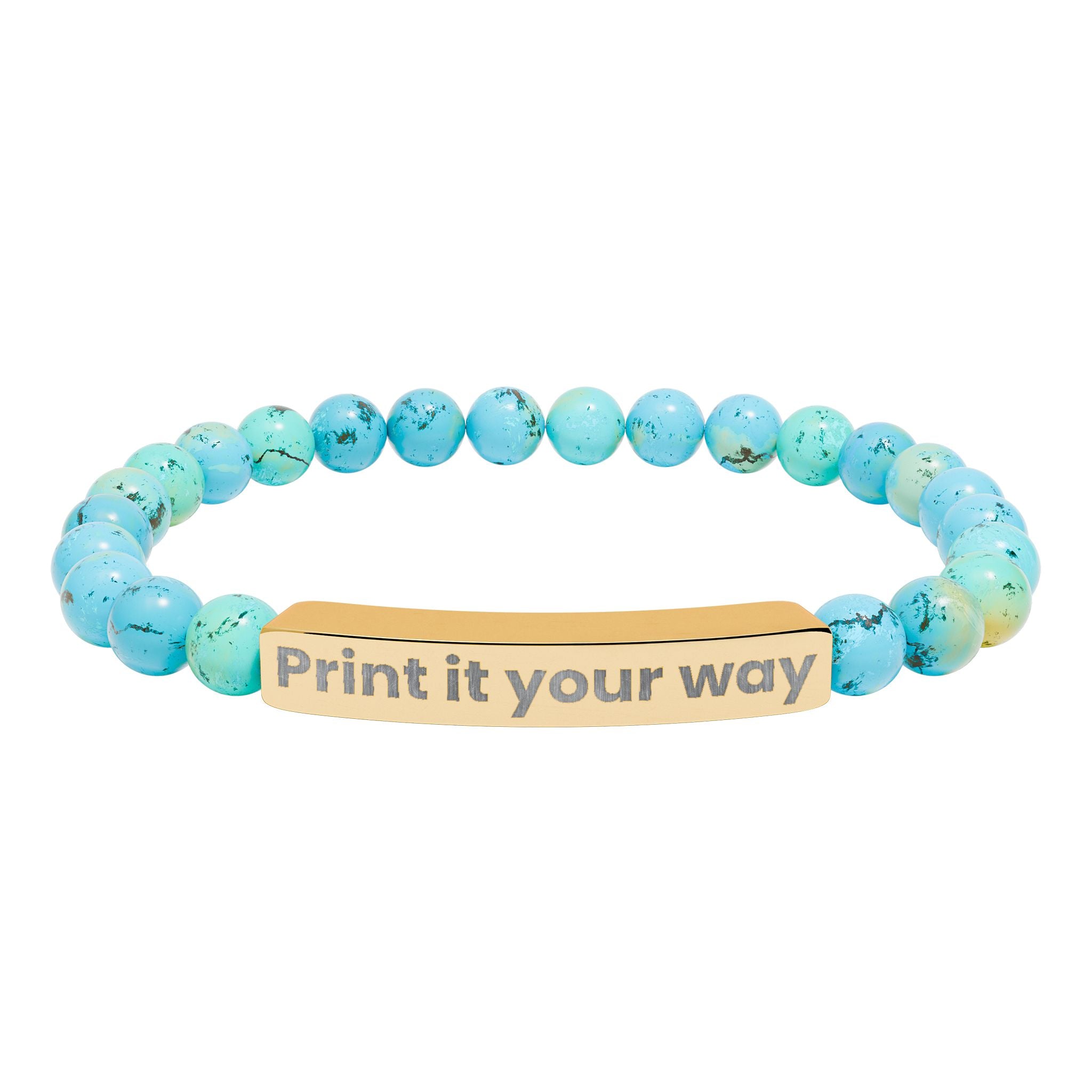 Engravable Natural Stone Stretch Bar Bracelet — Custom Message Beaded Bracelet