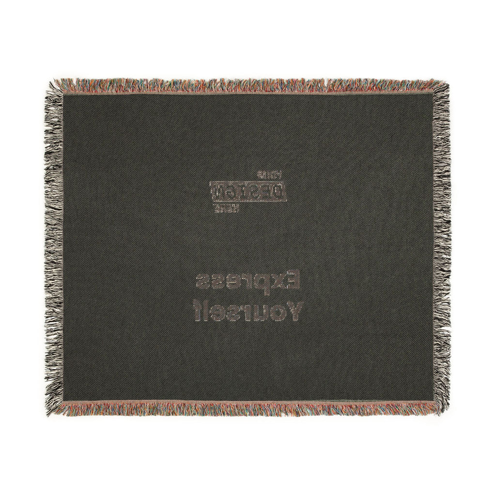 Woven Blanket - Minimal Logo Throw Blanket (Cozy Neutral & Charcoal)