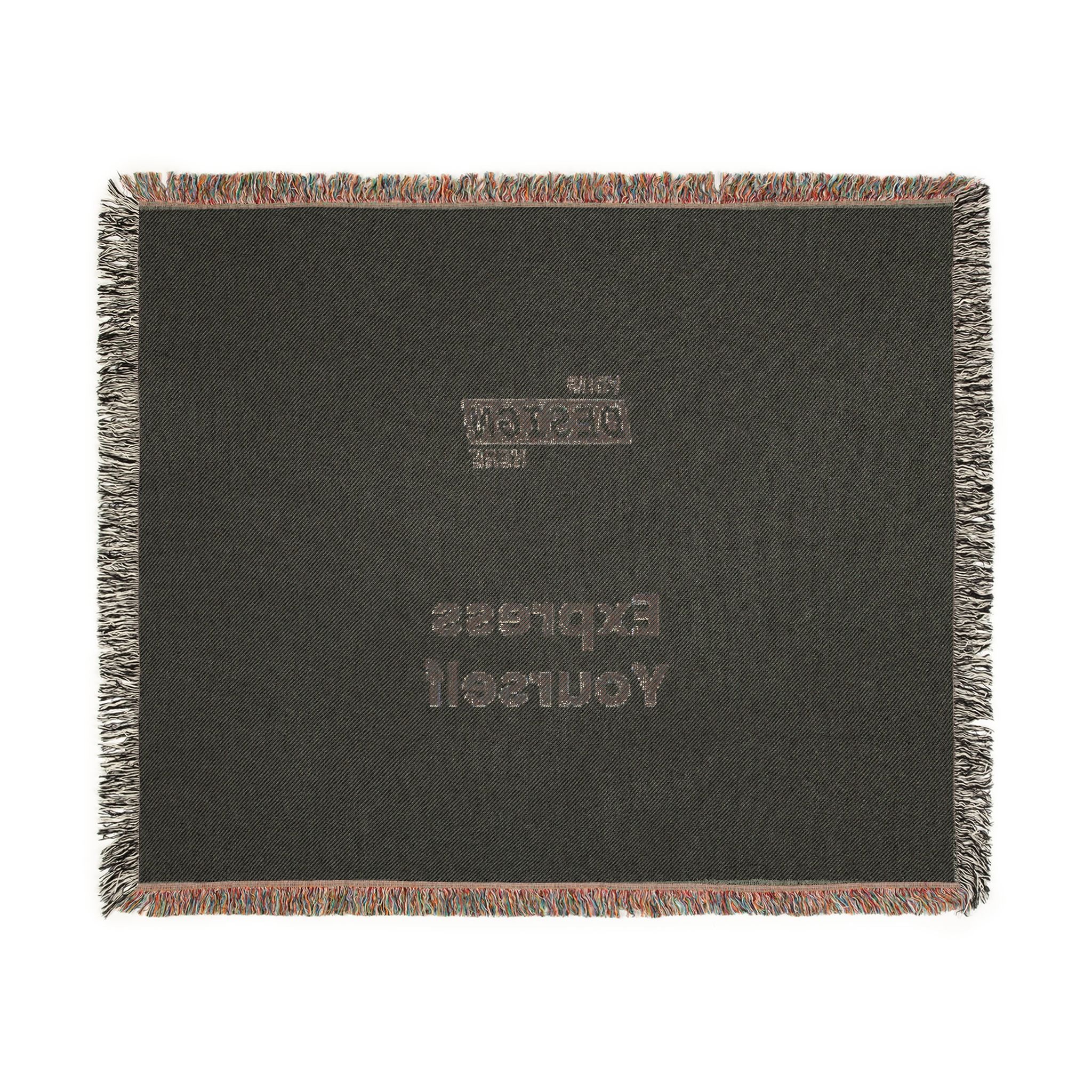Woven Blanket - Minimal Logo Throw Blanket (Cozy Neutral & Charcoal)