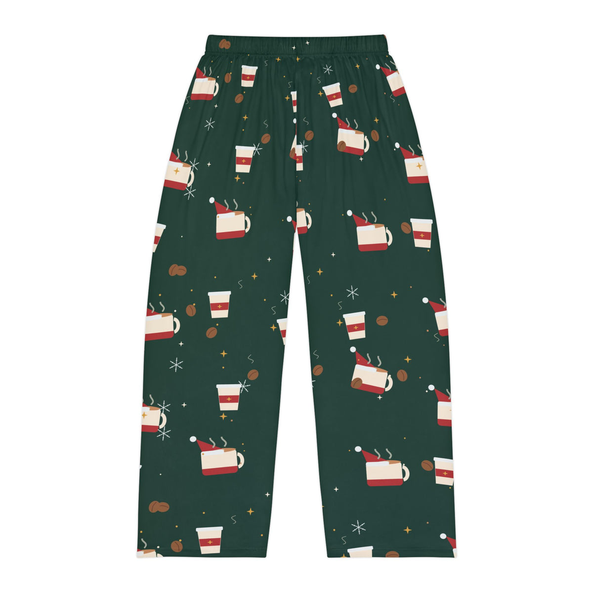 Santa Runs on Coffee Men's Christmas Pajama Pants - Green — Funny Coffee Lover Lounge Pants, Holiday PJ Bottoms for Him