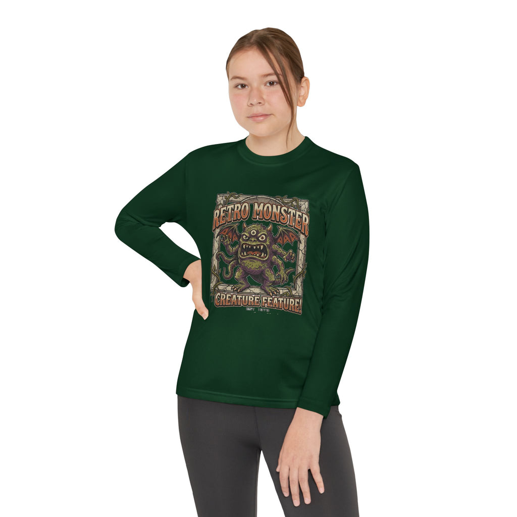 Youth Long Sleeve Tee — Retro Monster "Creature Feature" Graphic