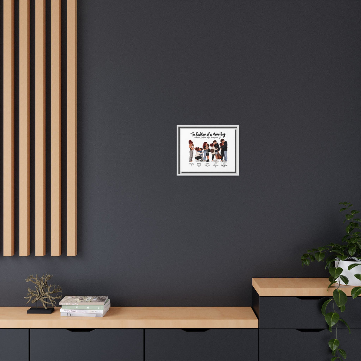 Framed Canvas Wall Art - "The Evolution of a Mom Hug Boy" Family Illustration