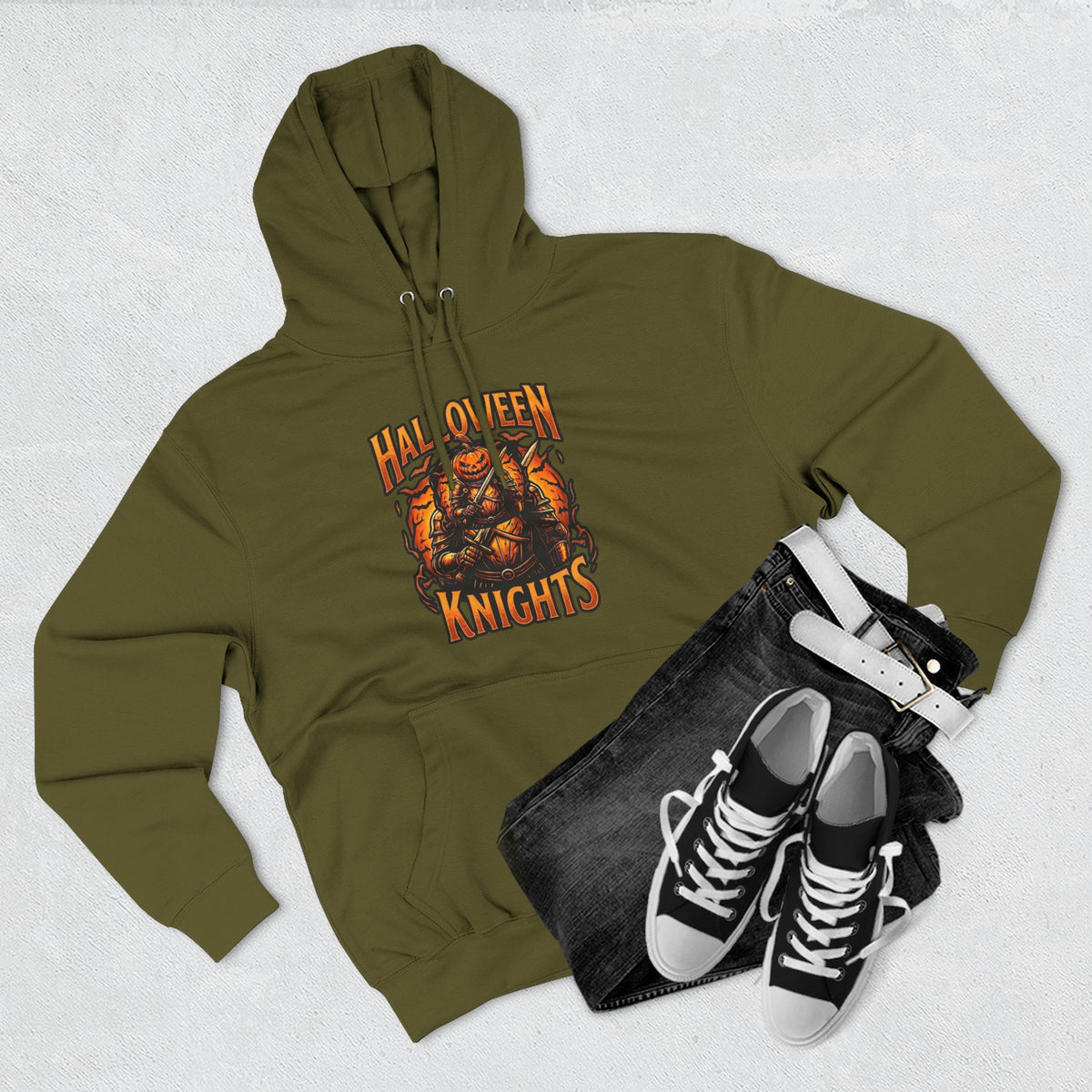 Halloween Knights Hoodie — Pumpkin Skull Graphic Pullover