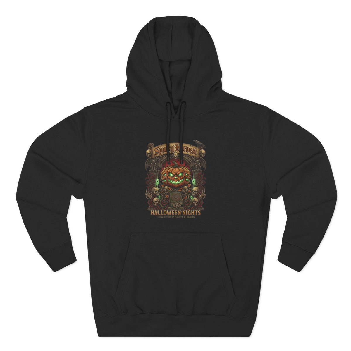 Halloween Pumpkin Demon Hoodie - Spooky Vintage Horror Graphic Fleece
