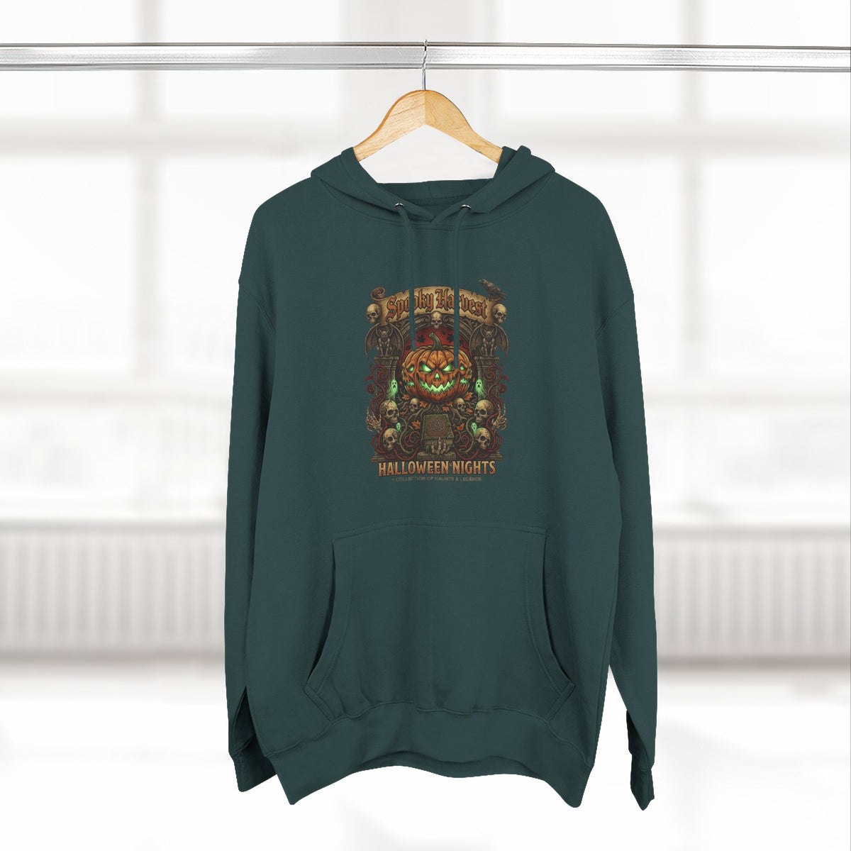 Halloween Pumpkin Demon Hoodie - Spooky Vintage Horror Graphic Fleece