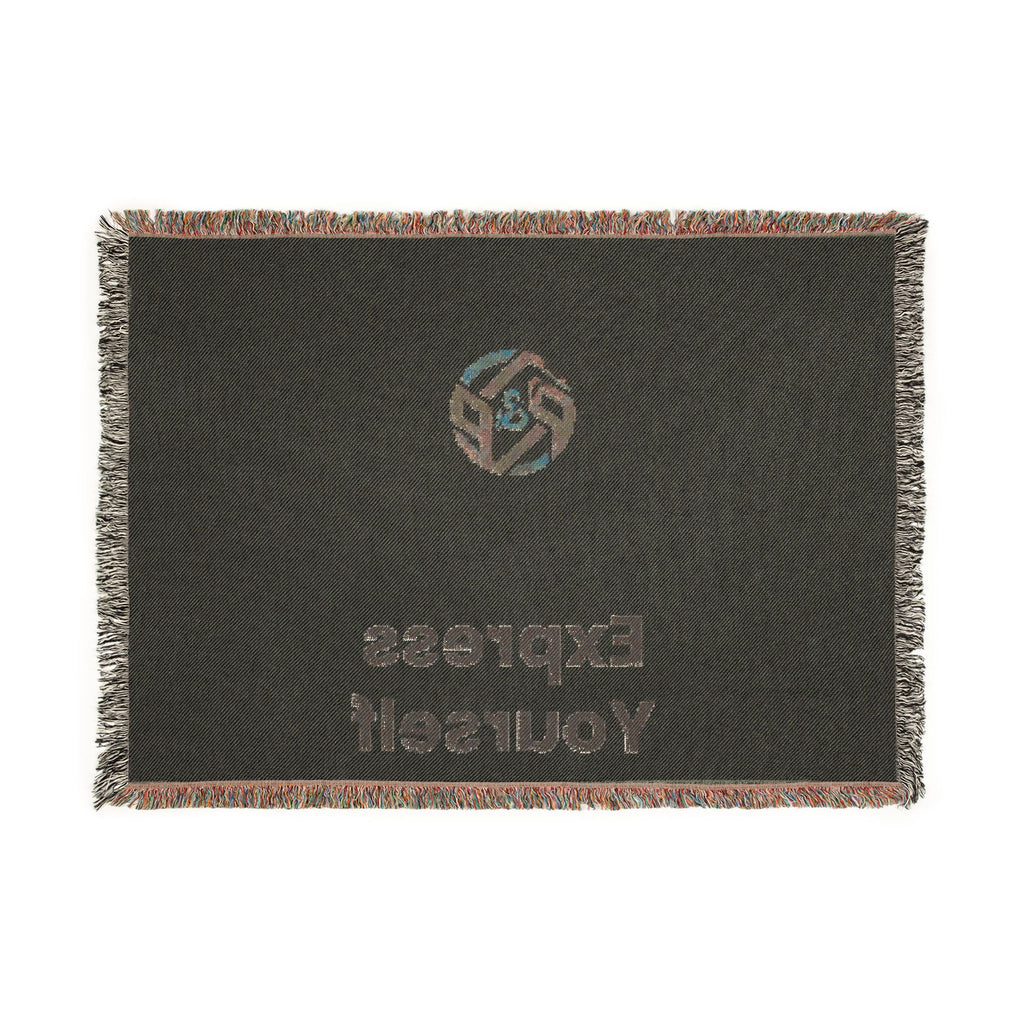 Woven Blanket - Minimal Logo Throw Blanket (Cozy Neutral & Charcoal)