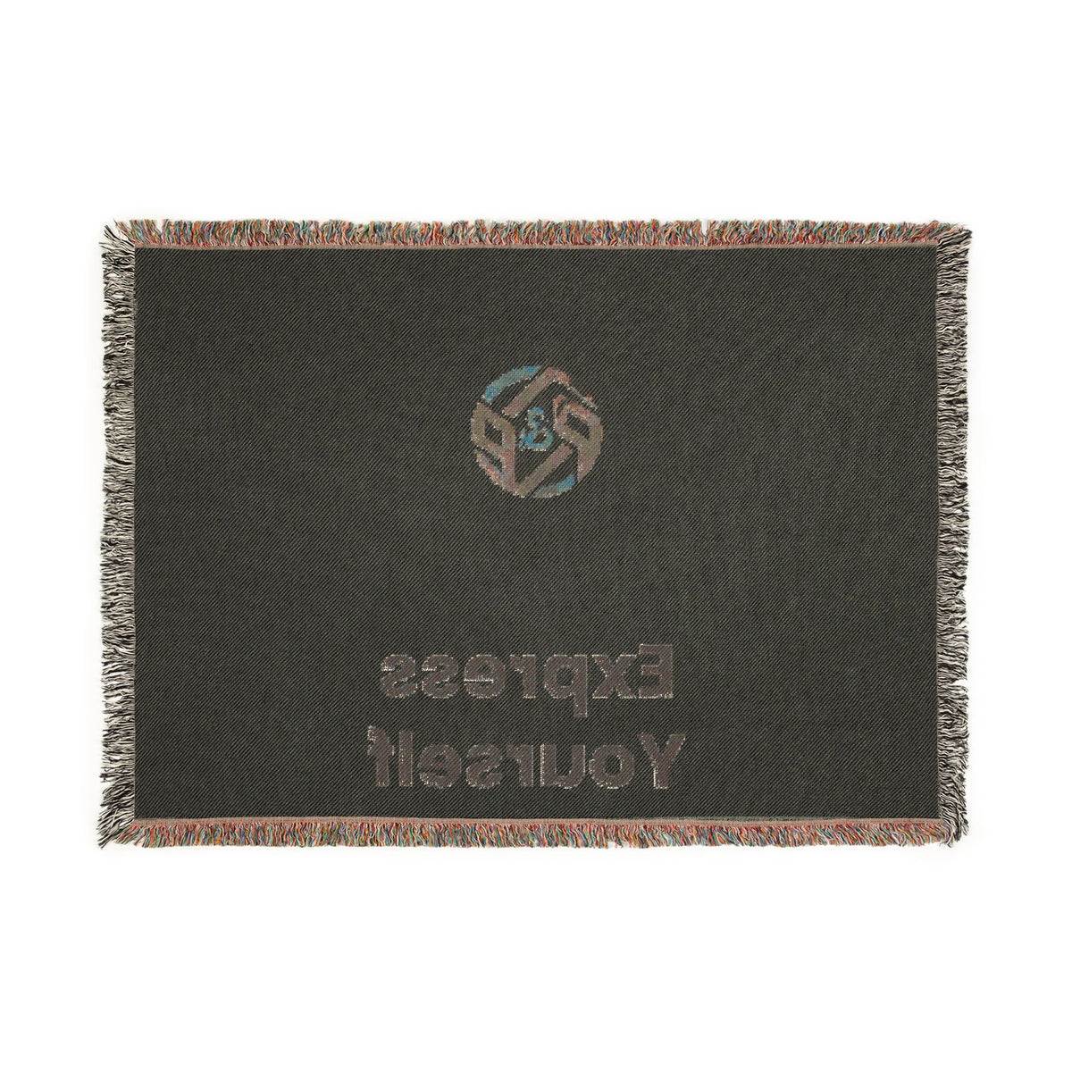 Woven Blanket - Minimal Logo Throw Blanket (Cozy Neutral & Charcoal)