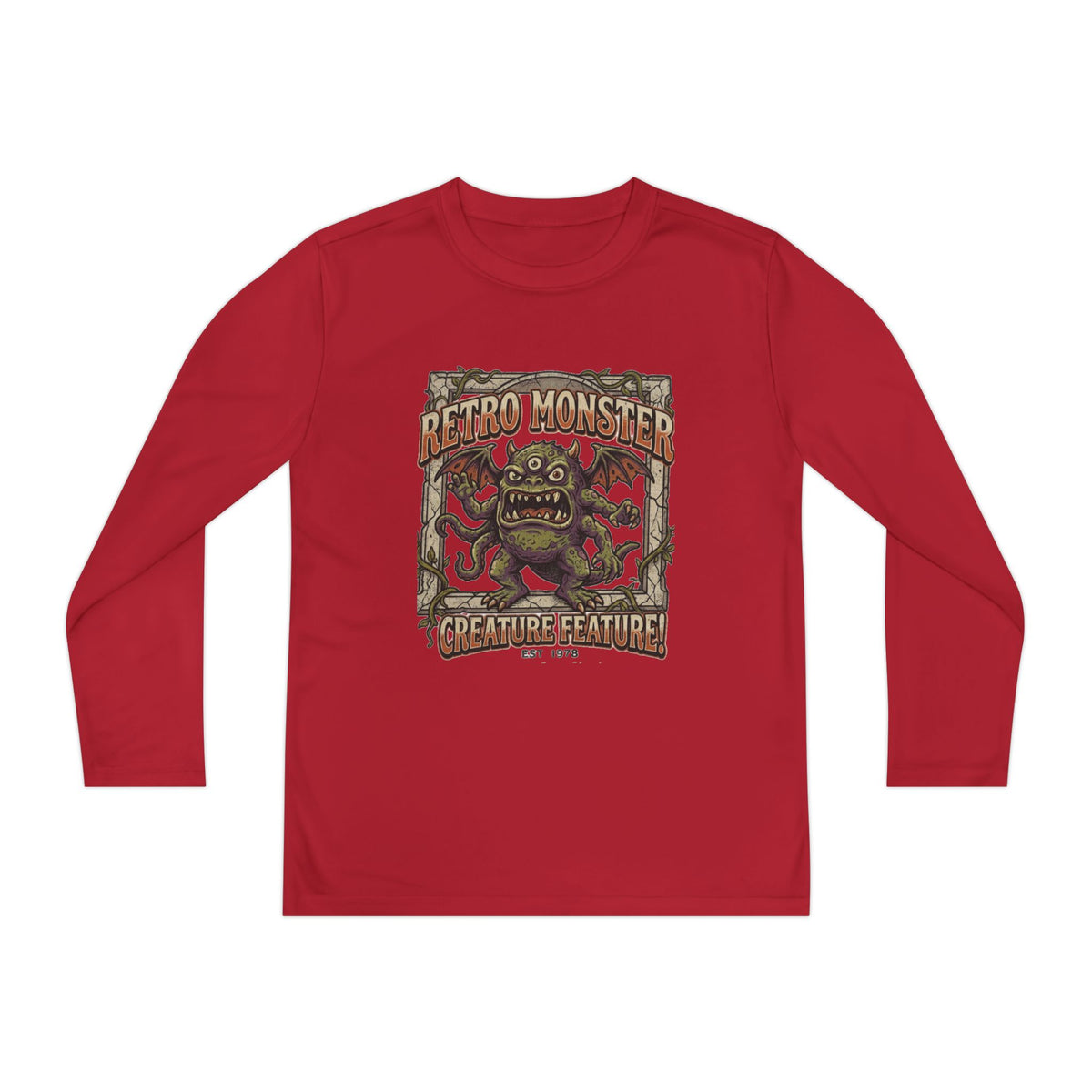 Youth Long Sleeve Tee — Retro Monster "Creature Feature" Graphic