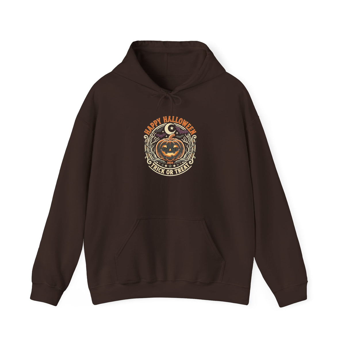 Halloween Pumpkin Hoodie — Happy Halloween Vintage Witch & Spooky Vibes Pullover