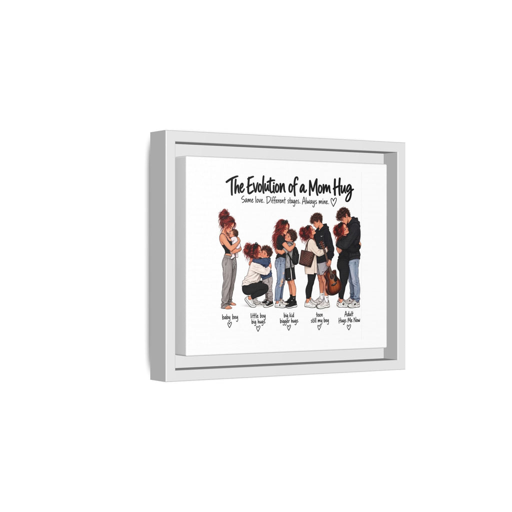 Framed Canvas Wall Art - "The Evolution of a Mom Hug Boy" Family Illustration