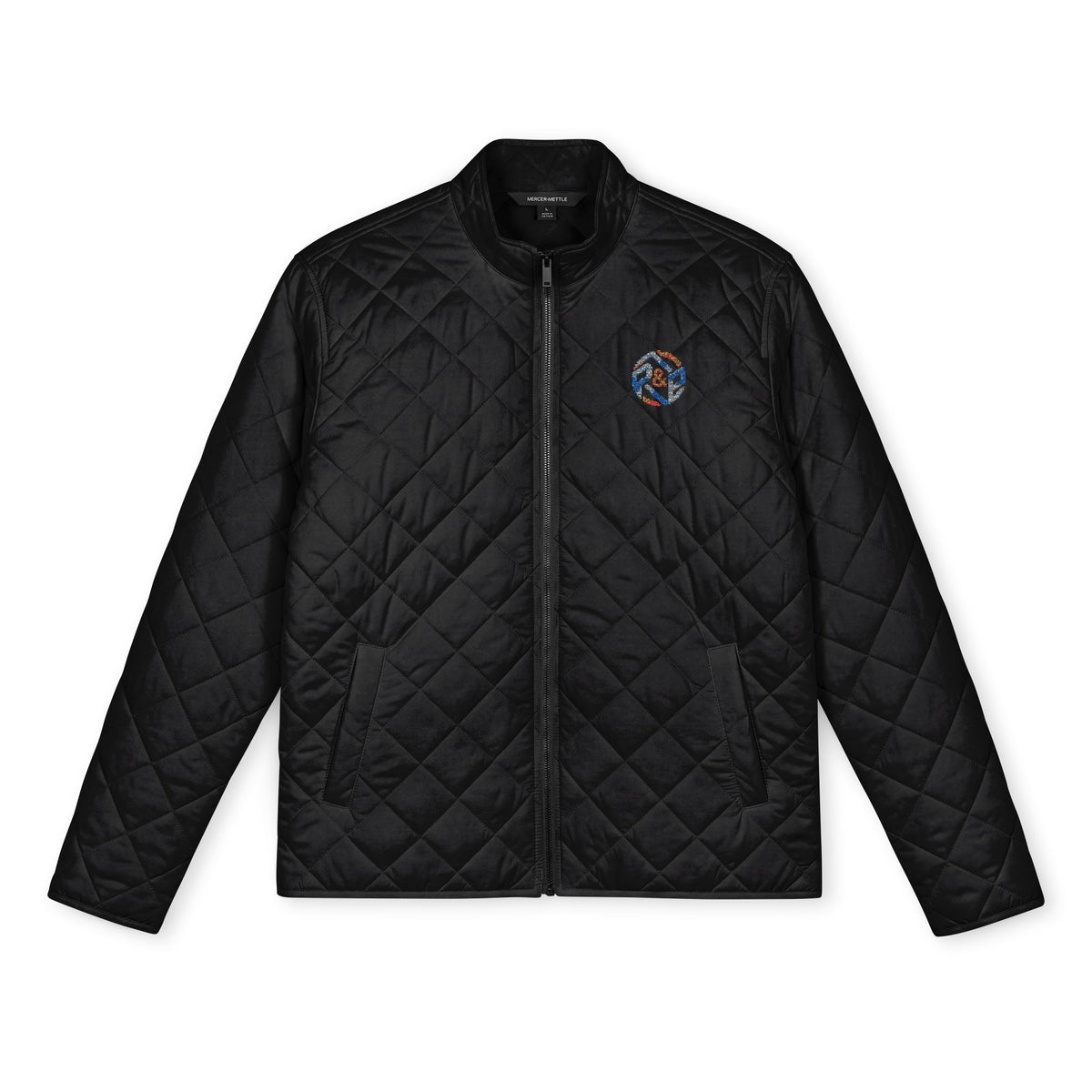 Quilted Full-Zip Jacket — Embroidered Compass Badge