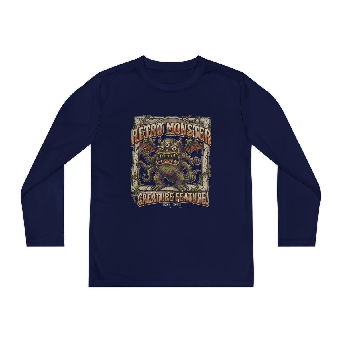 Youth Long Sleeve Tee — Retro Monster "Creature Feature" Graphic