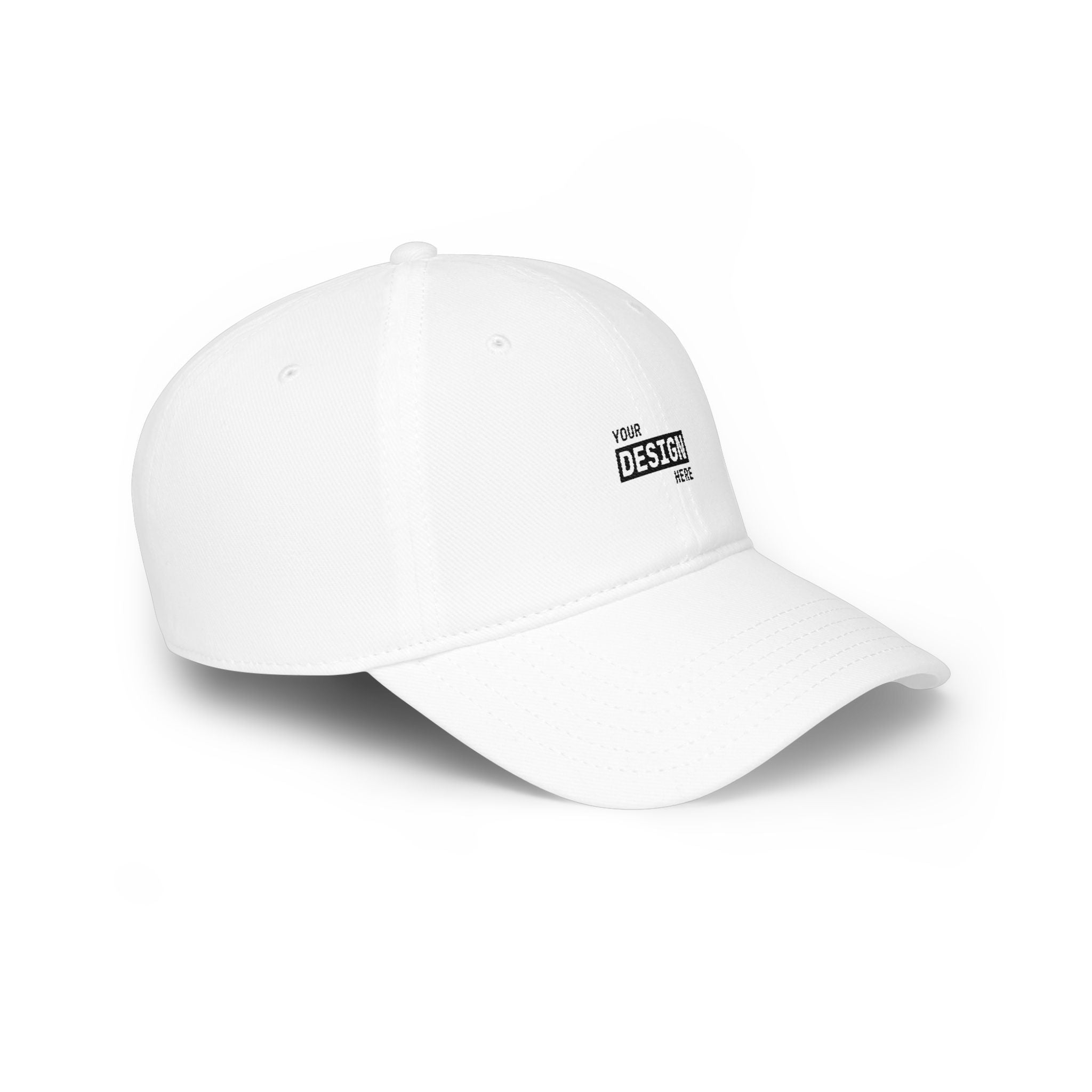 Minimal Embroidered Low Profile Baseball Cap — Custom 'Your Design Here' Front Logo