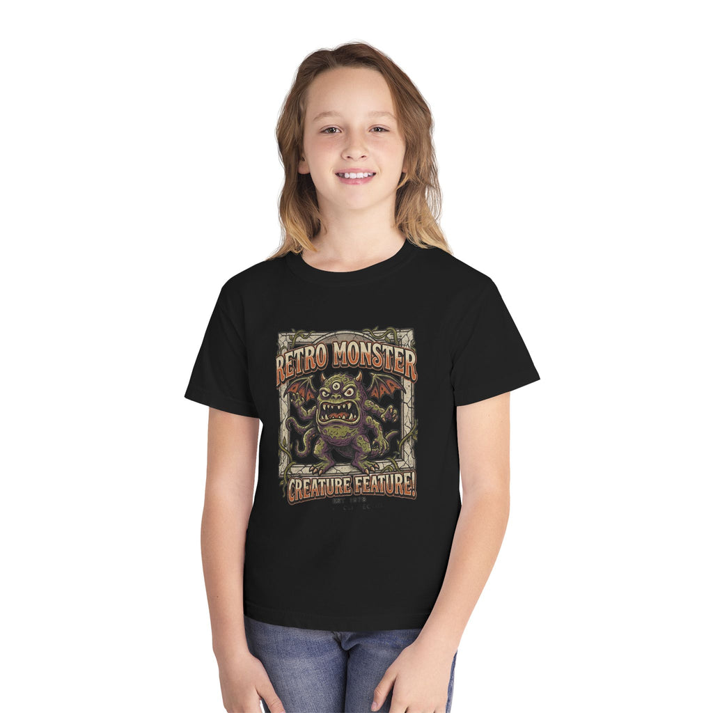 Retro Monster Youth Tee - 'Creature Feature' Vintage Graphic Kids Shirt