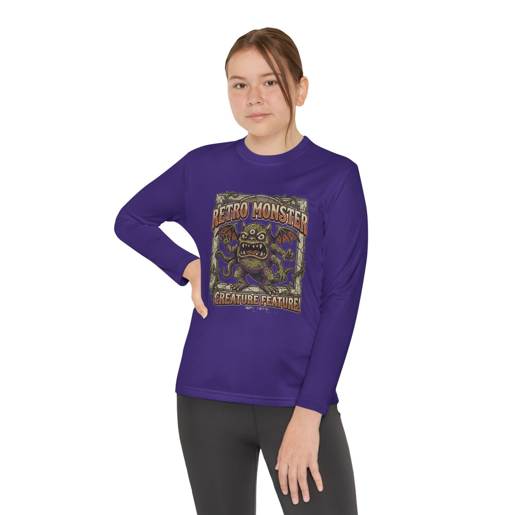 Youth Long Sleeve Tee — Retro Monster "Creature Feature" Graphic