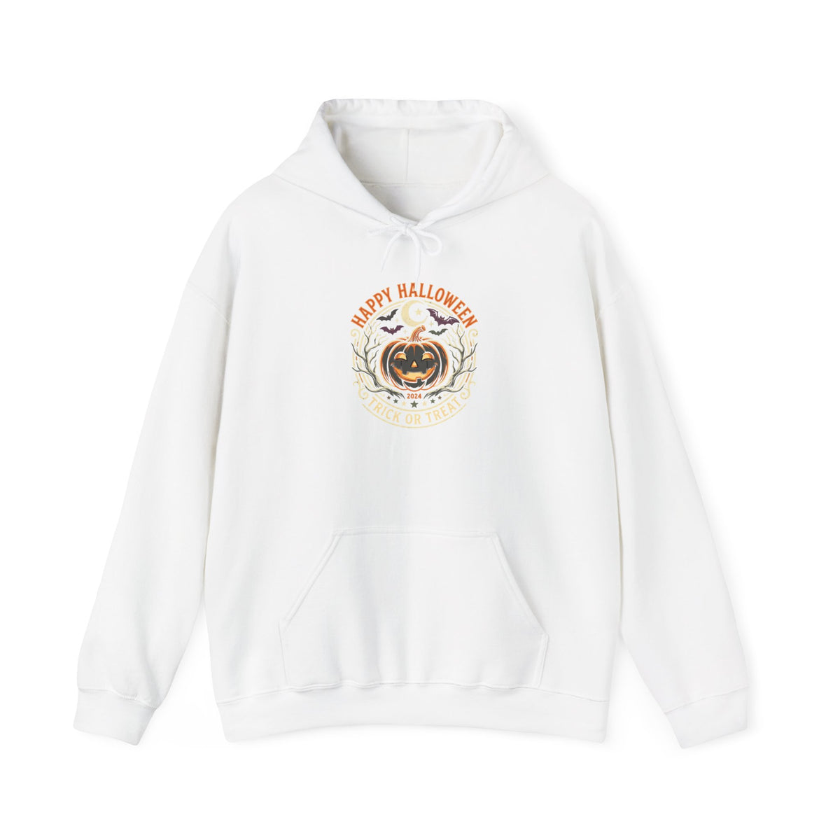 Halloween Pumpkin Hoodie — Happy Halloween Vintage Witch & Spooky Vibes Pullover