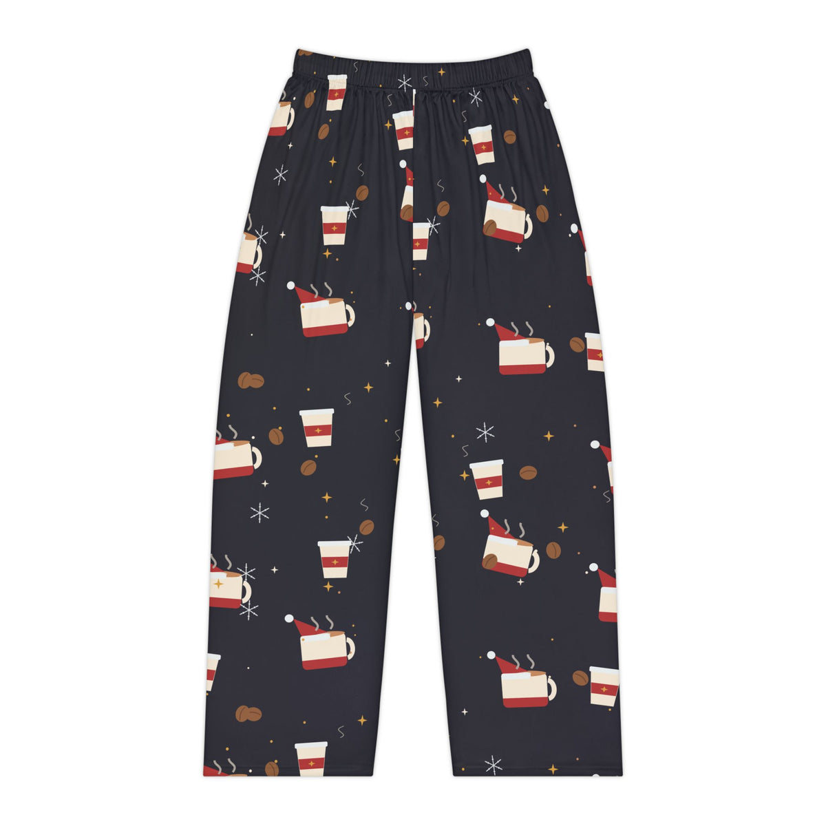 Santa Runs on Coffee Women's Christmas Pajama Pants - Charcoal — Funny Coffee Lover Lounge Pants, Holiday PJ Bottoms for Her