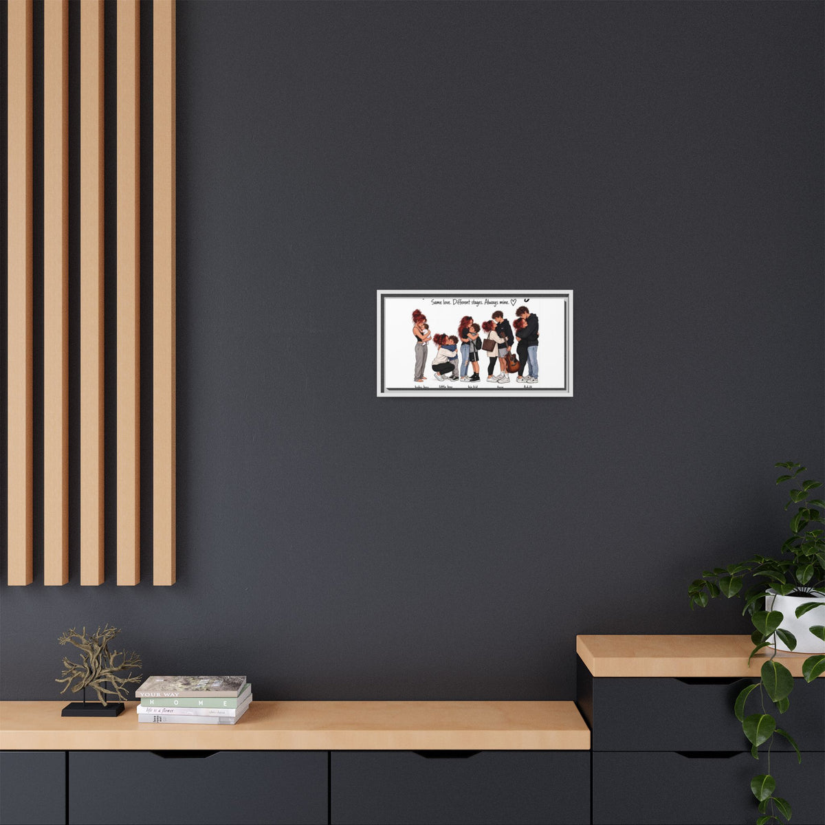 Framed Canvas Wall Art - "The Evolution of a Mom Hug Boy" Family Illustration
