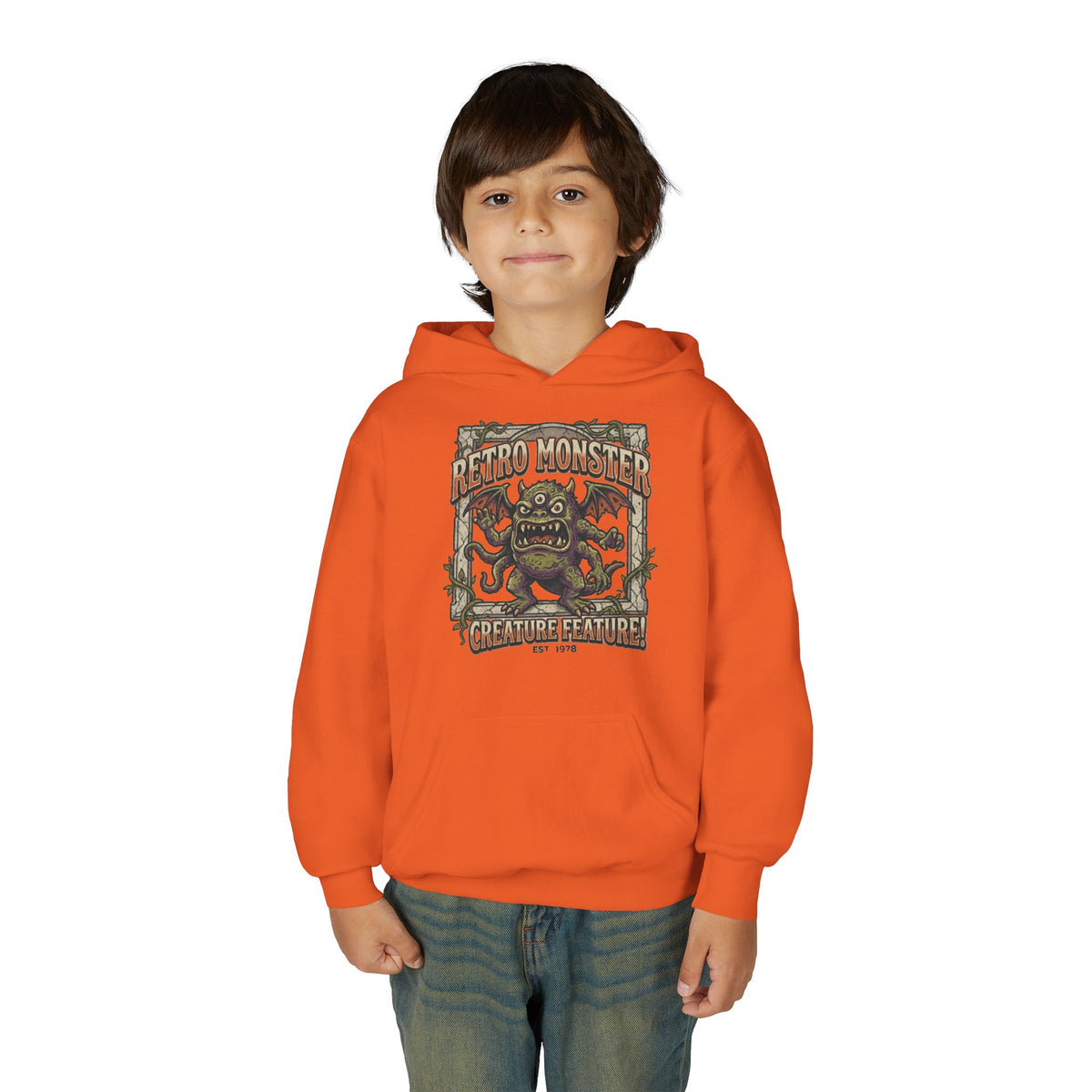 Youth Hoodie — "Retro Monster: Creature Feature" Graphic Pullover