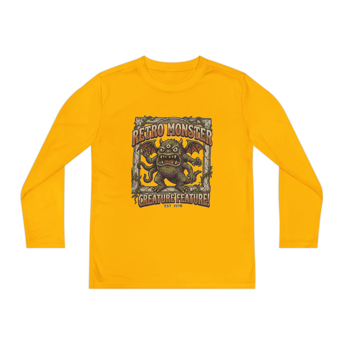 Youth Long Sleeve Tee — Retro Monster "Creature Feature" Graphic