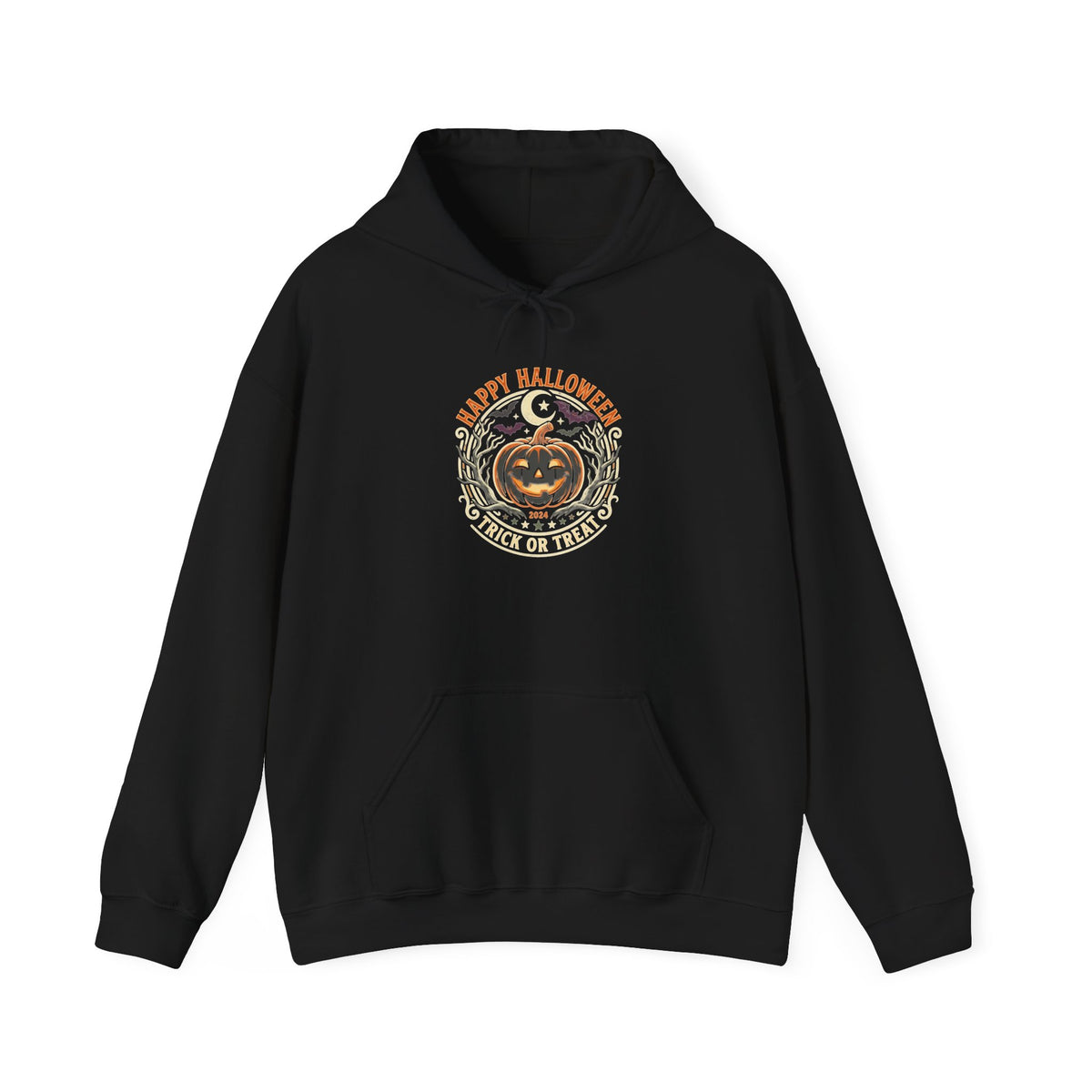 Halloween Pumpkin Hoodie — Happy Halloween Vintage Witch & Spooky Vibes Pullover