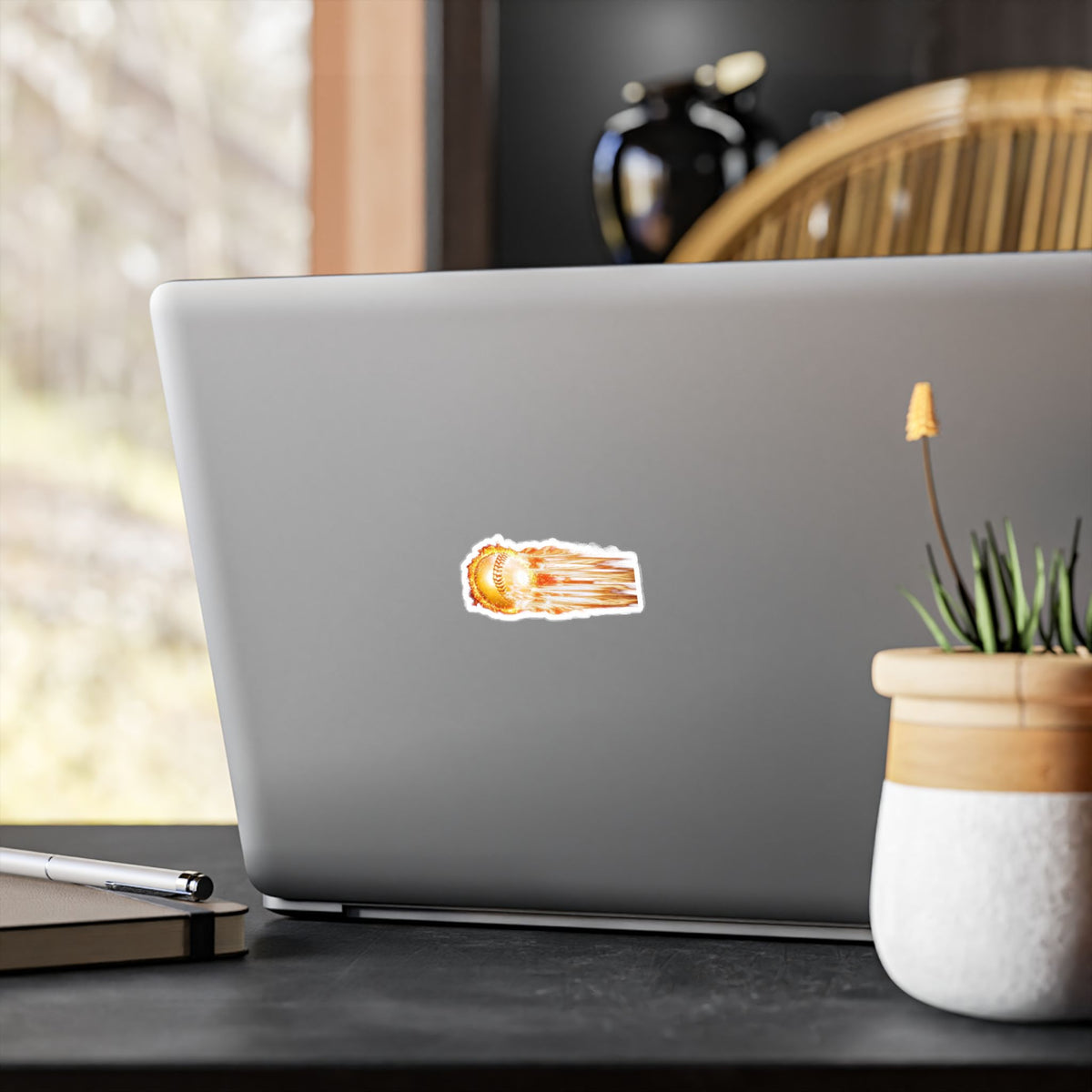 Flaming Baseball Kiss-Cut Vinyl Decal — Fireball Sports Sticker for Laptops, Water Bottles & Cars