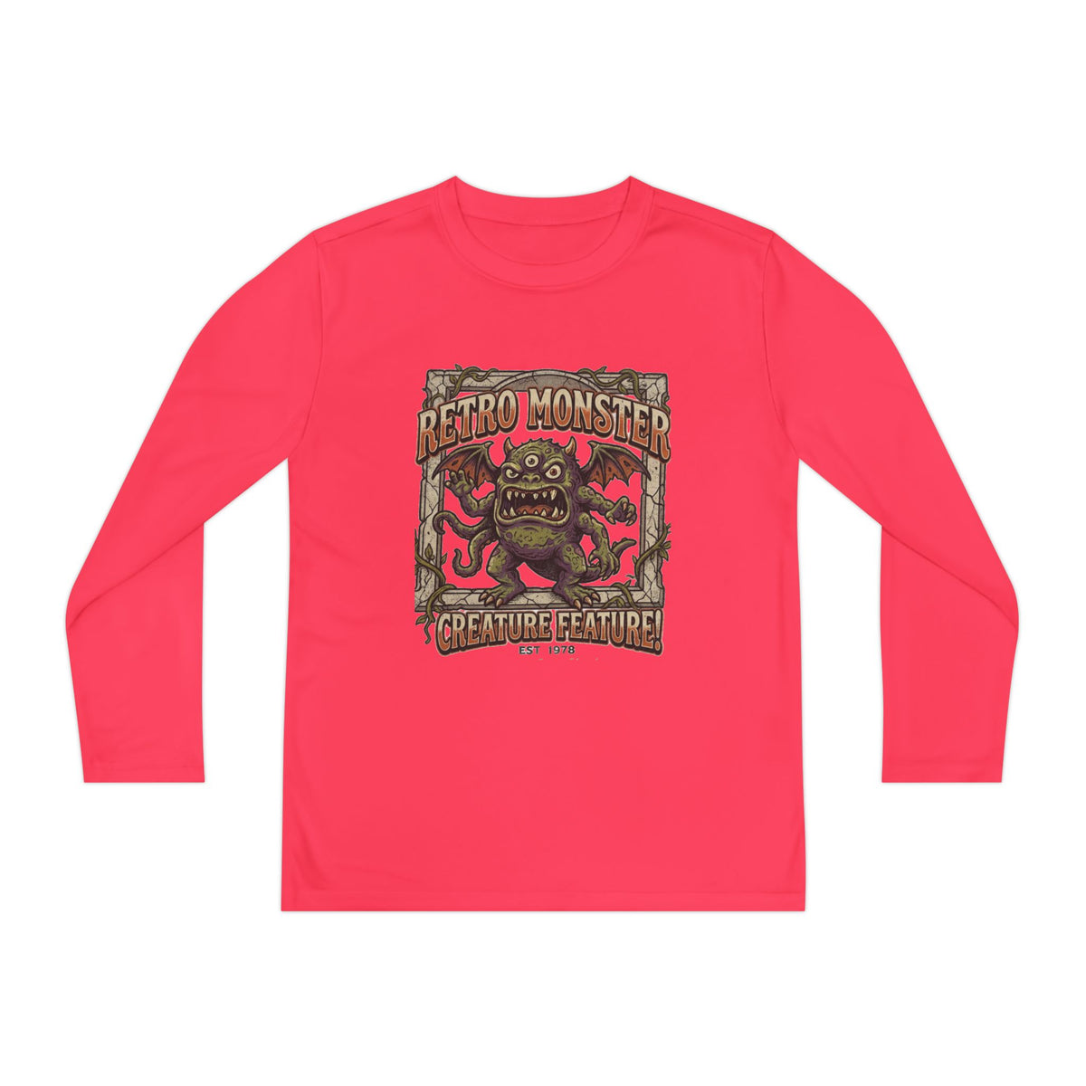 Youth Long Sleeve Tee — Retro Monster "Creature Feature" Graphic