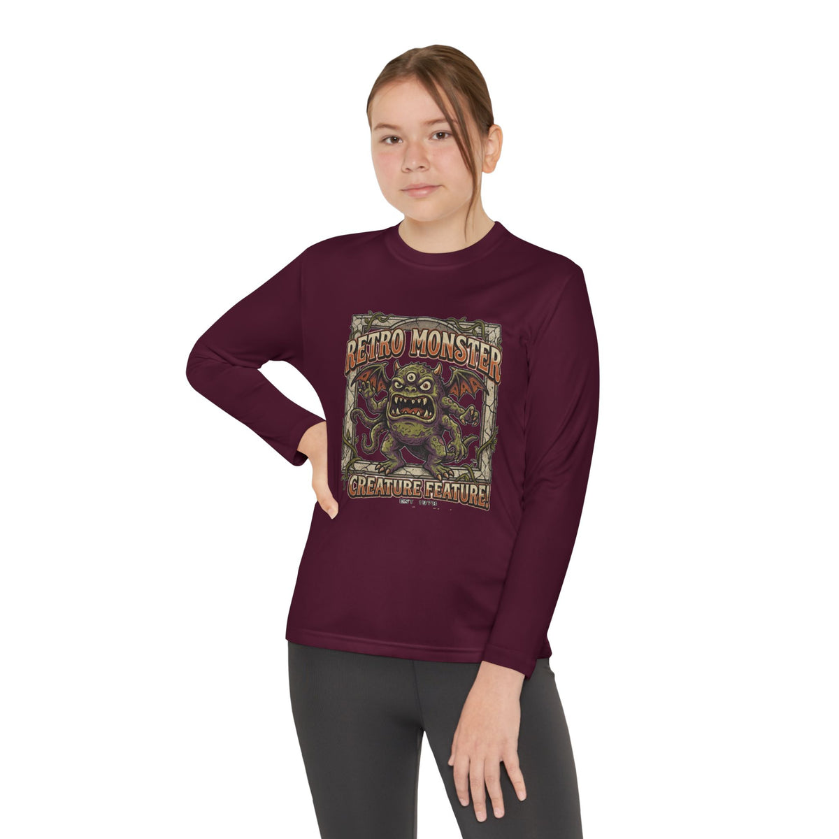 Youth Long Sleeve Tee — Retro Monster "Creature Feature" Graphic