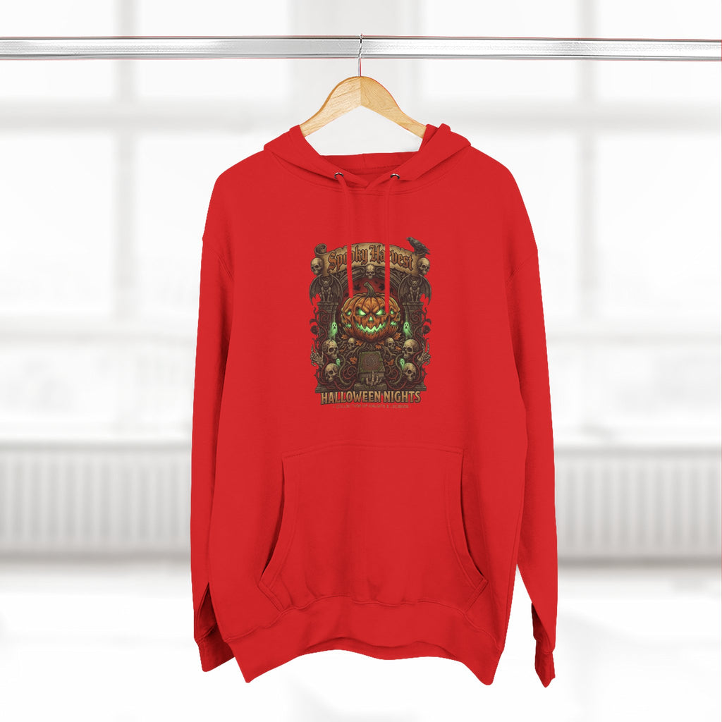 Halloween Pumpkin Demon Hoodie - Spooky Vintage Horror Graphic Fleece
