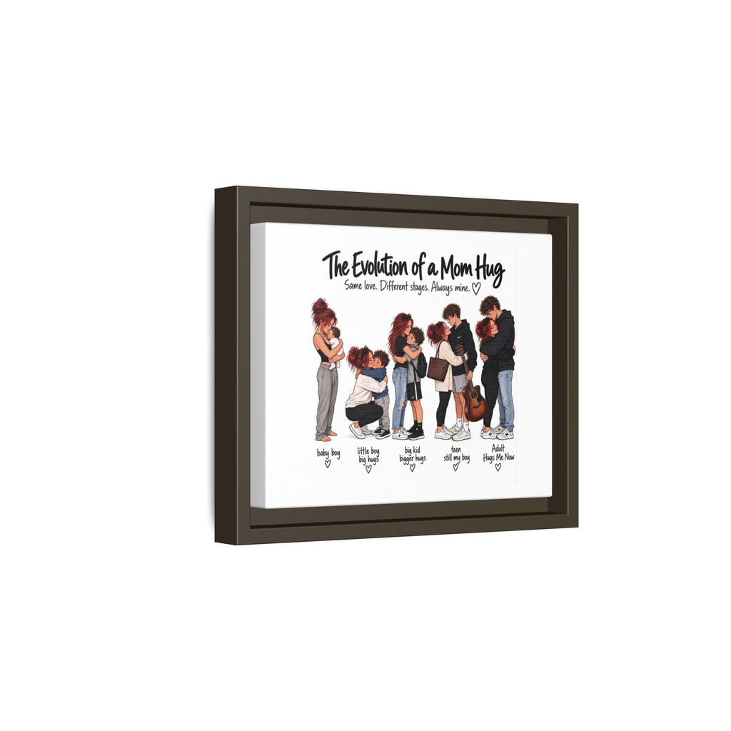 Framed Canvas Wall Art - "The Evolution of a Mom Hug Boy" Family Illustration
