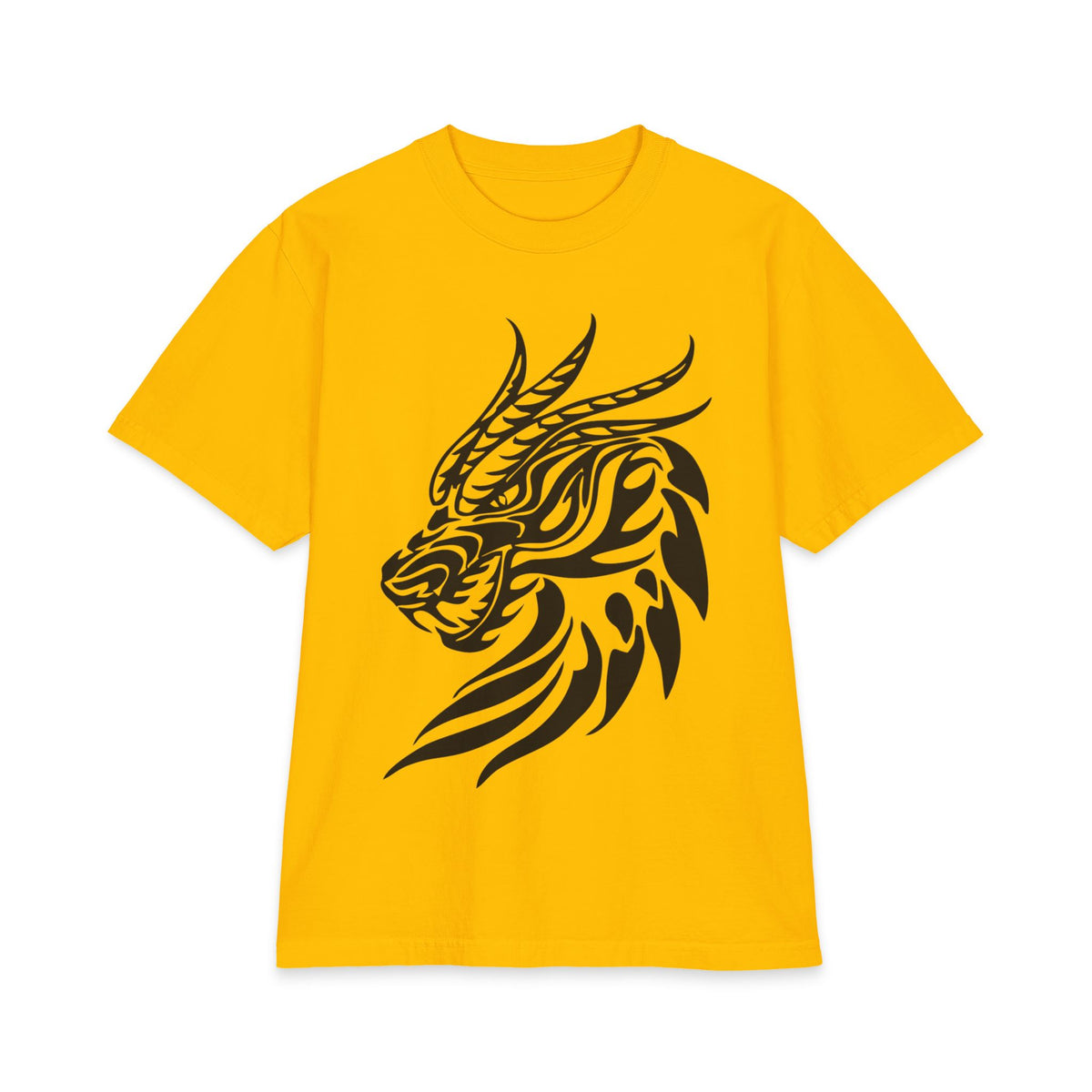 Tribal Dragon Head T-Shirt — Bold Black Mythic Design