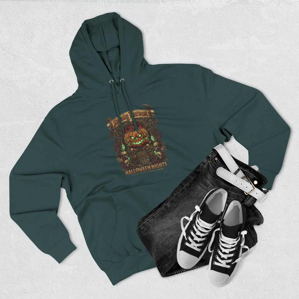 Halloween Pumpkin Demon Hoodie - Spooky Vintage Horror Graphic Fleece
