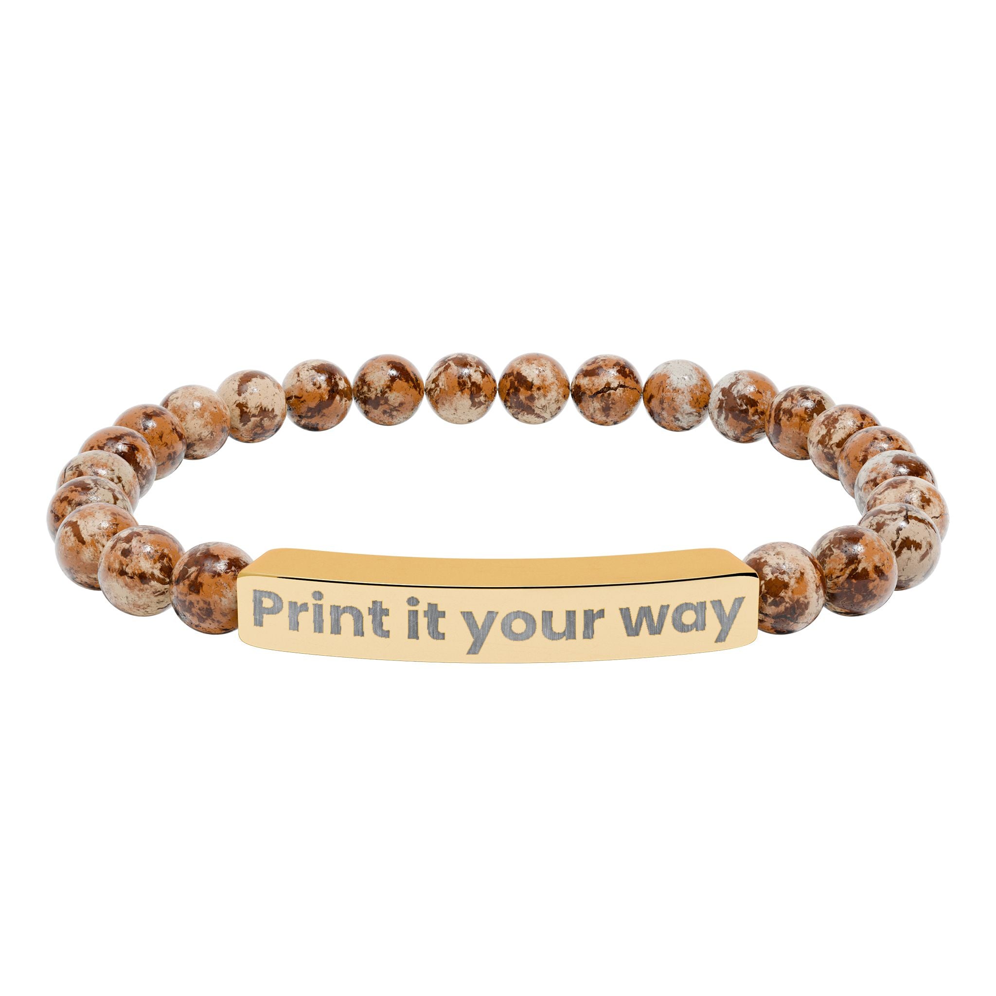 Engravable Natural Stone Stretch Bar Bracelet — Custom Message Beaded Bracelet