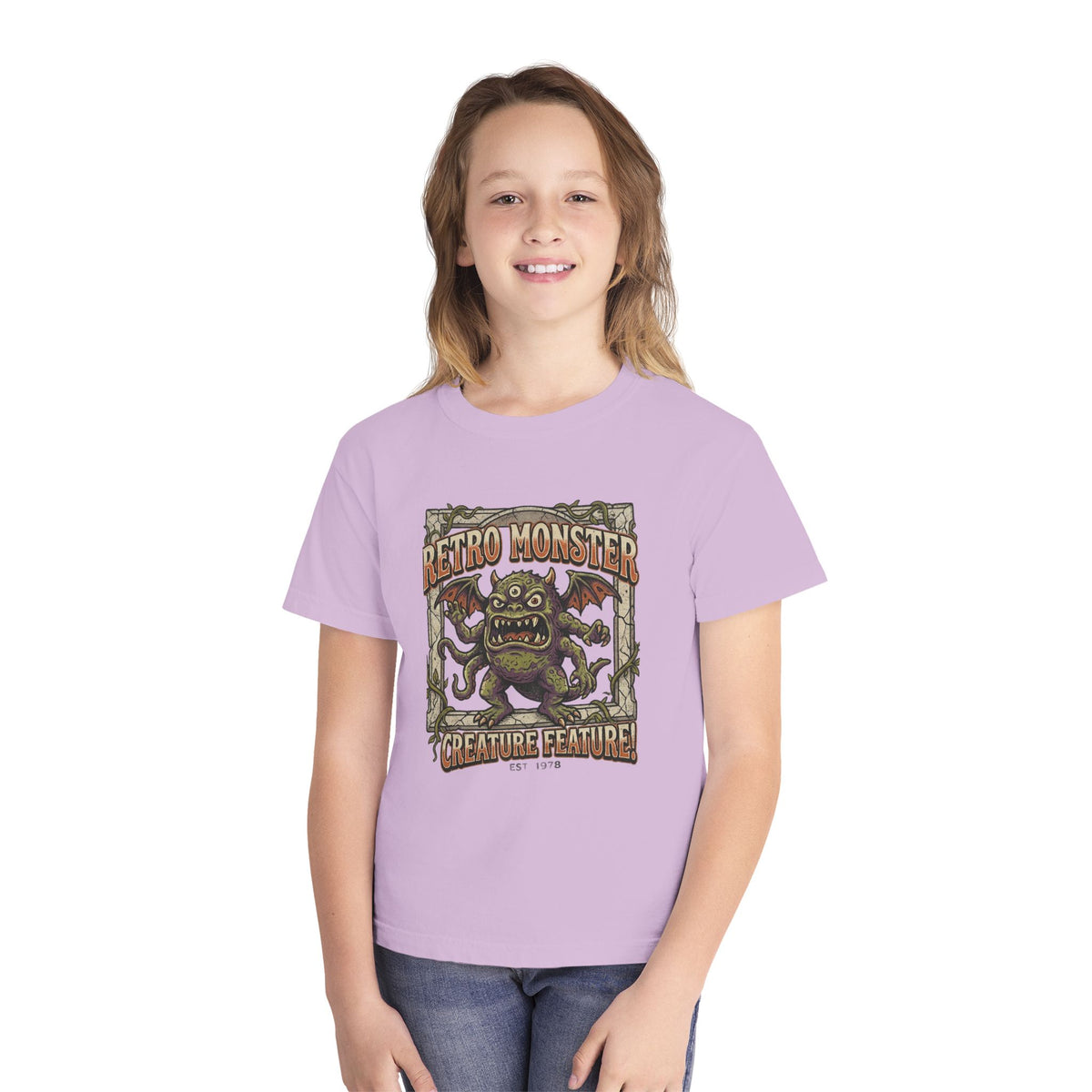 Retro Monster Youth Tee - 'Creature Feature' Vintage Graphic Kids Shirt