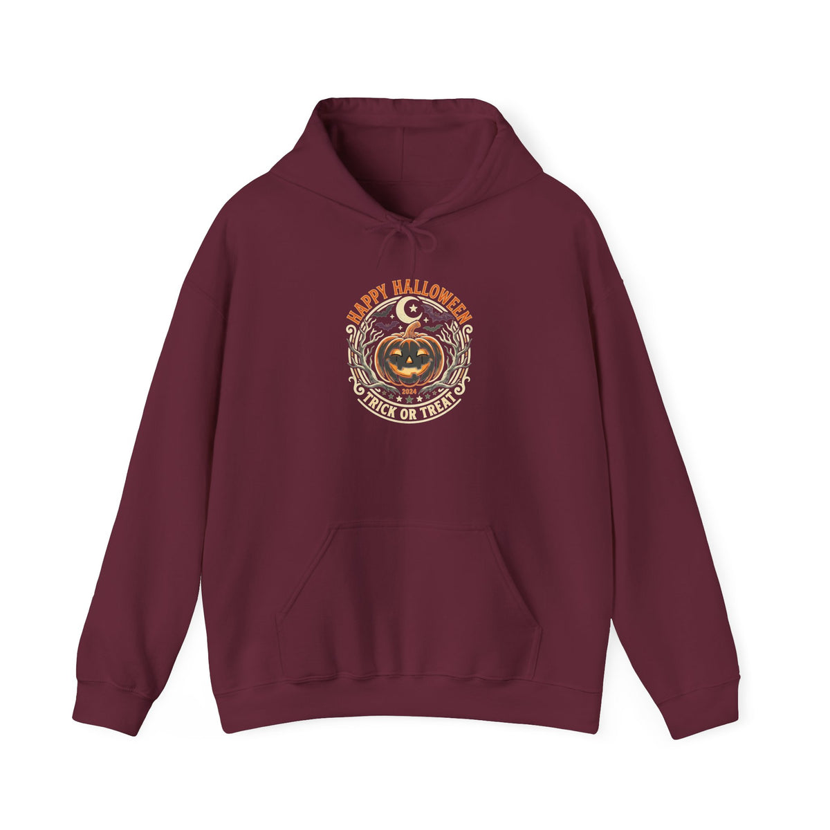 Halloween Pumpkin Hoodie — Happy Halloween Vintage Witch & Spooky Vibes Pullover