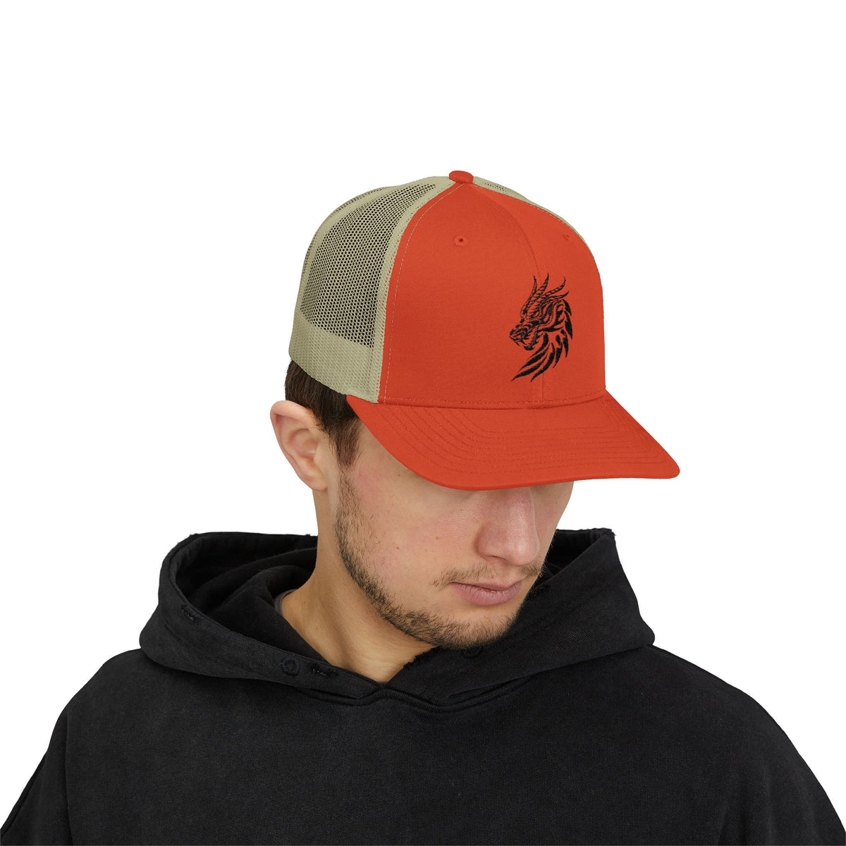 Trucker Cap — Black Tribal Dragon Snapback