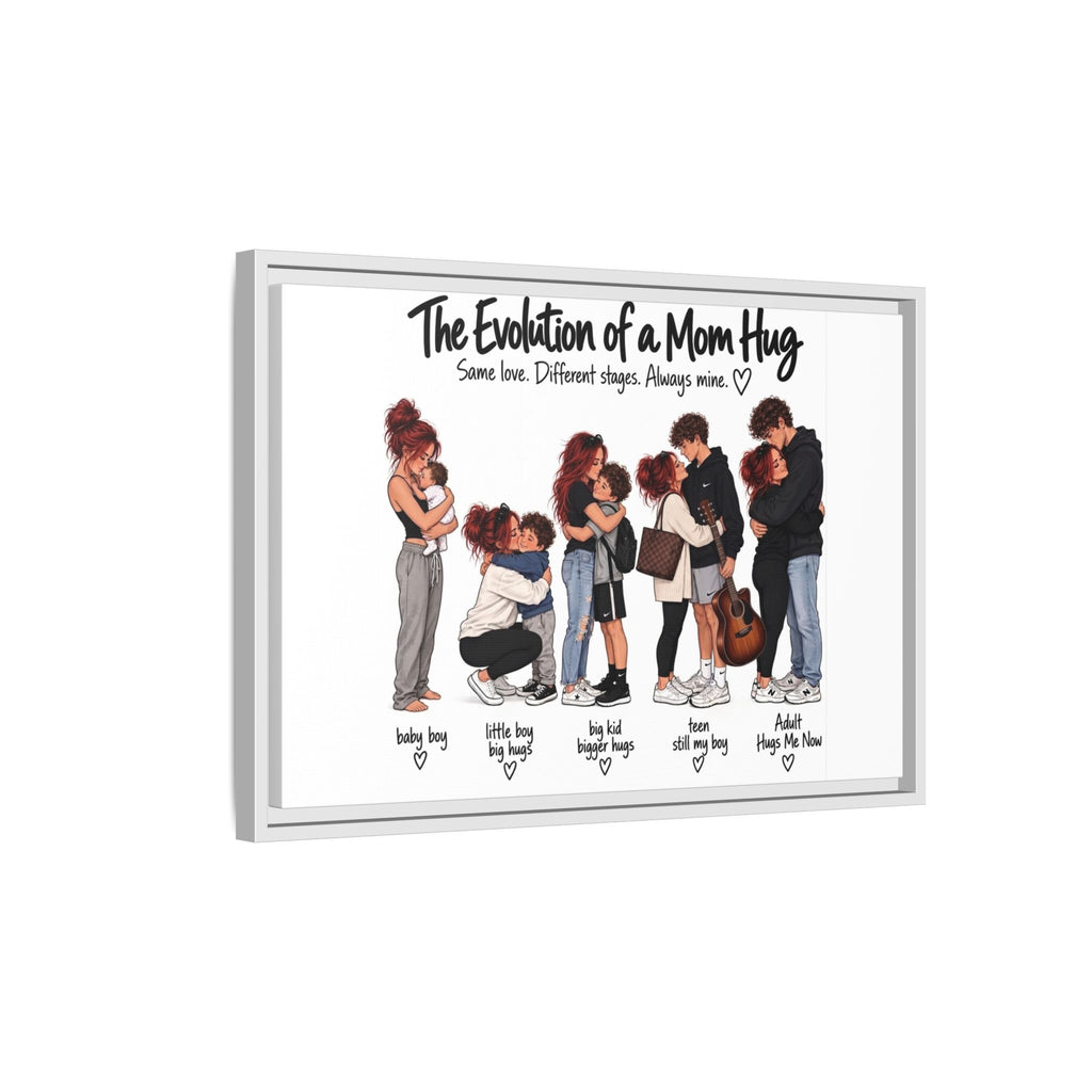 Framed Canvas Wall Art - "The Evolution of a Mom Hug Boy" Family Illustration