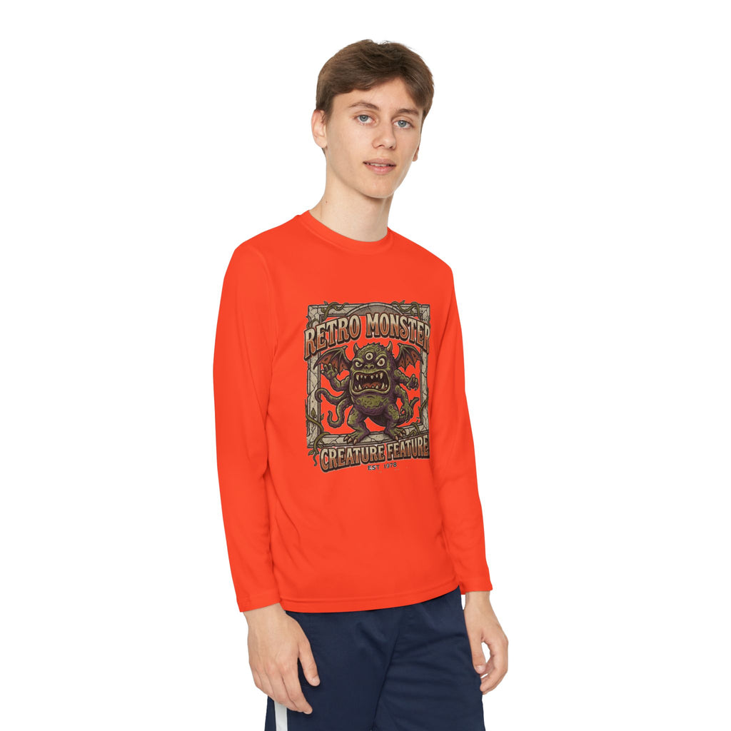 Youth Long Sleeve Tee — Retro Monster "Creature Feature" Graphic