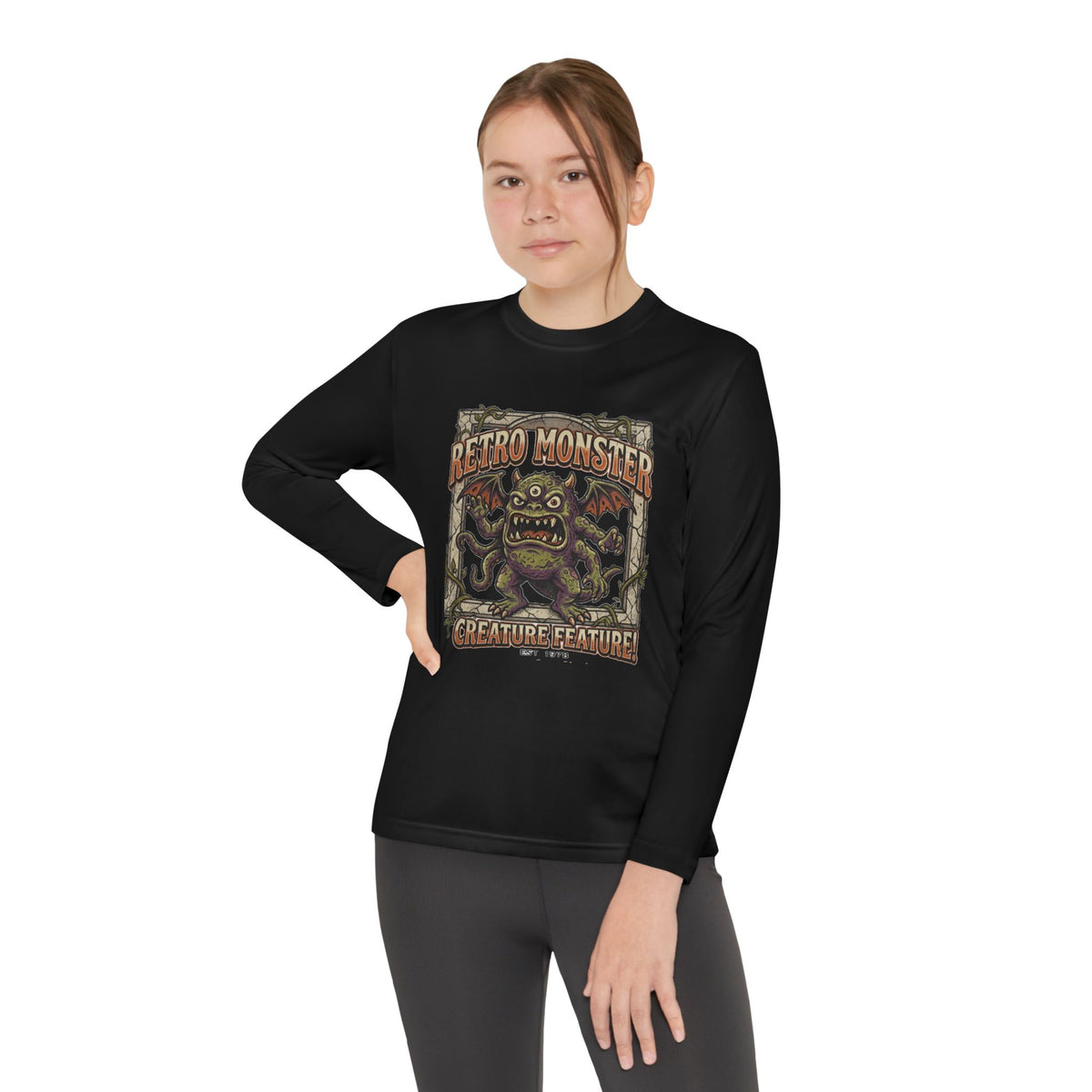 Youth Long Sleeve Tee — Retro Monster "Creature Feature" Graphic